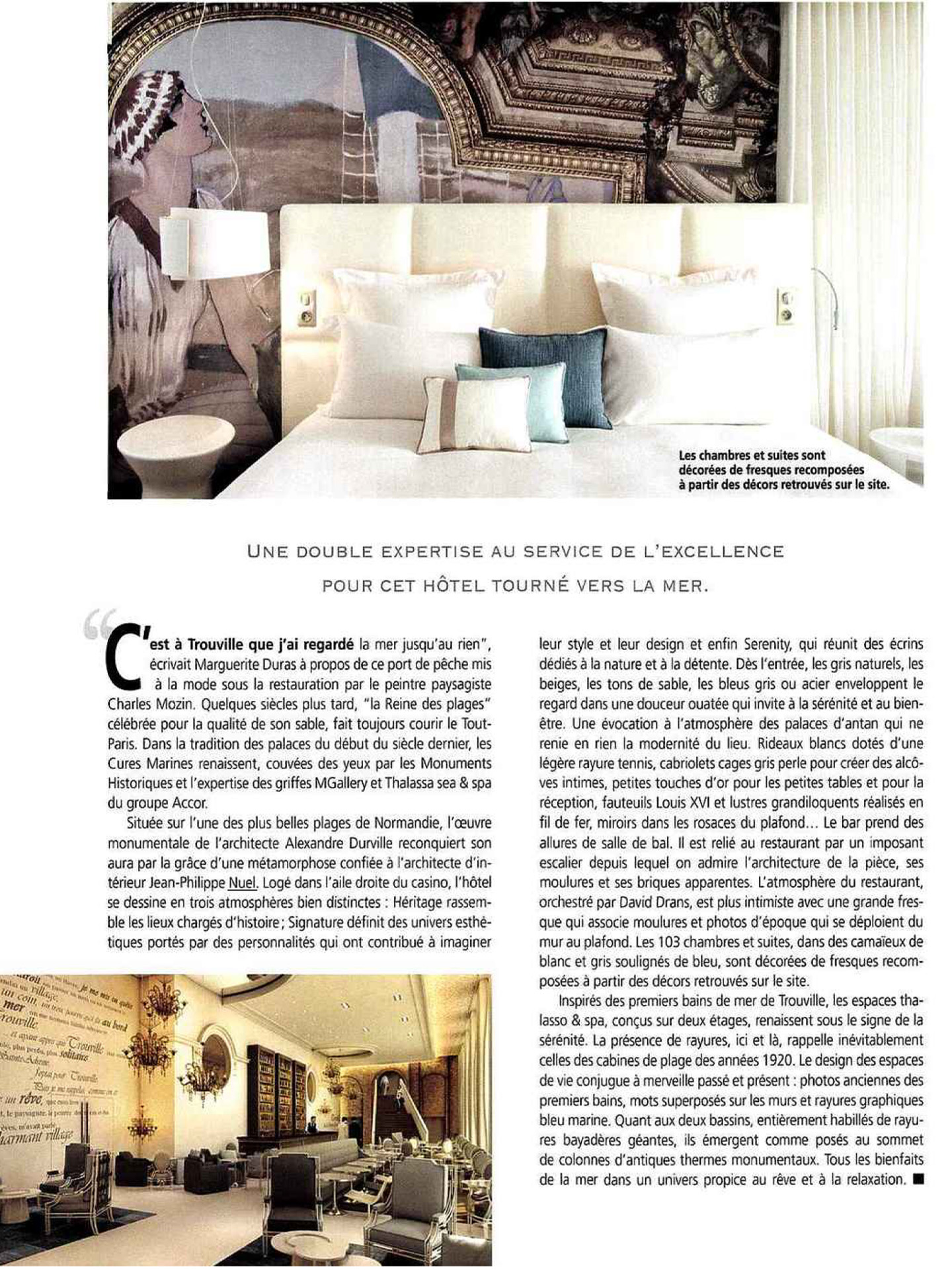 article sur les cures marines de trouville dans le magazine hotel & lodge, hotel et spa de luxe réalisé par le studio d'architecture jean-philippe nuel