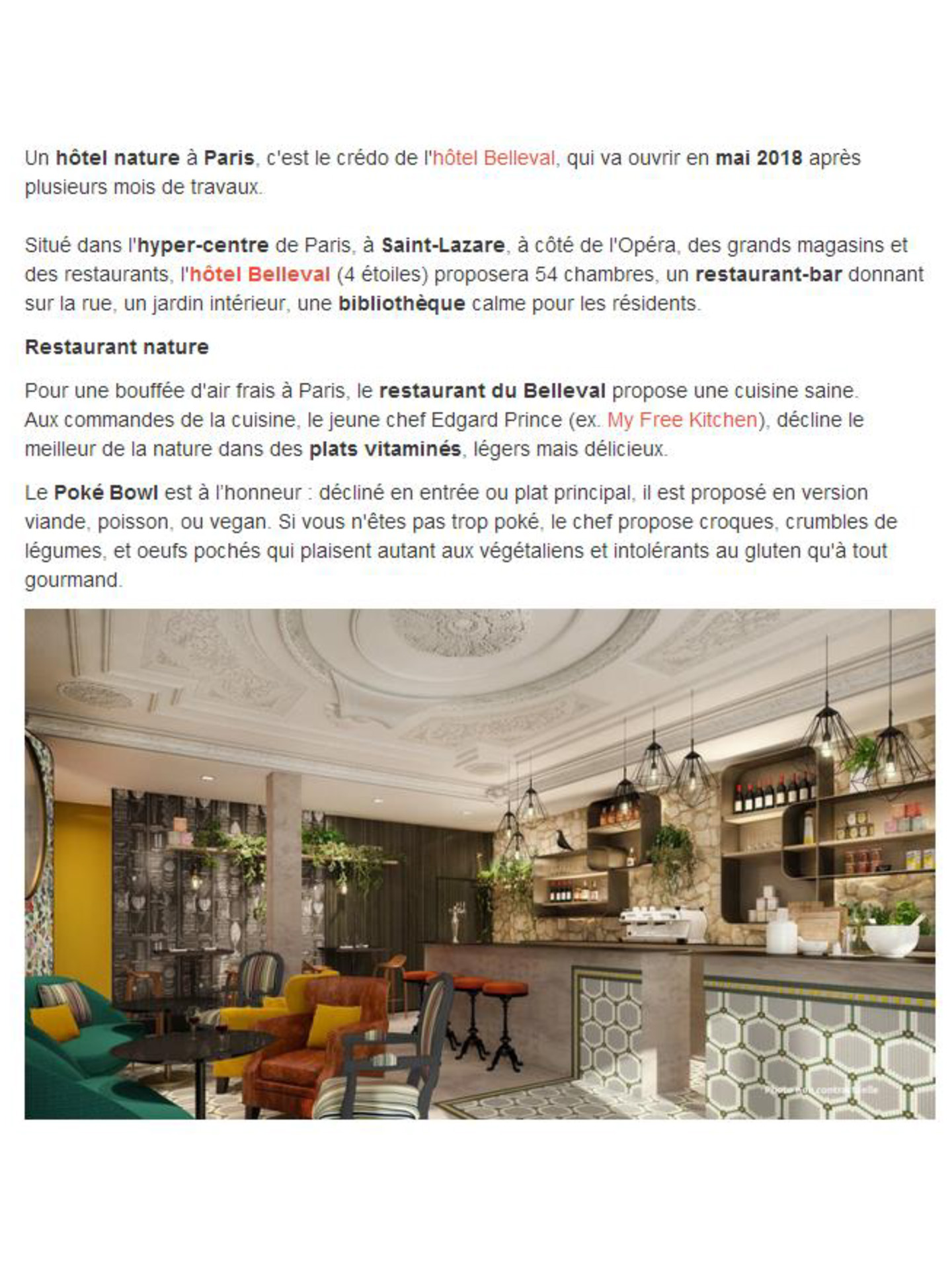 article sur le belleval, hotel lifestyle réalisé par le studio d'architecture d'intérieur jean-philippe nuel, hotel parisien haut de gamme