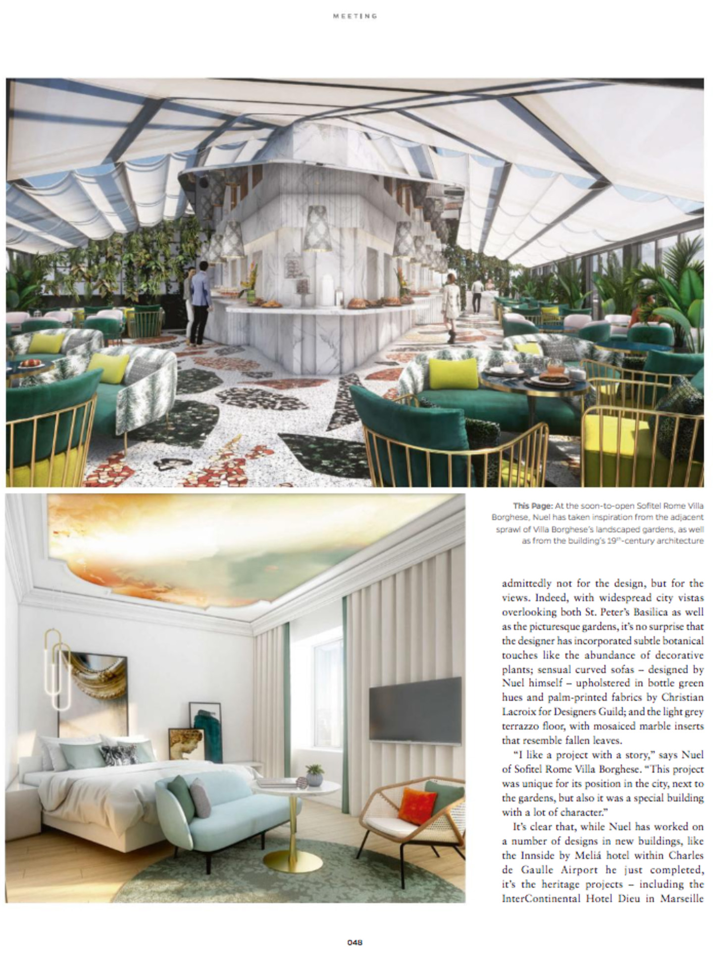 article sur jean-philippe nuel dans le magazine sleeper architecte d'intérieur du sofitel rome