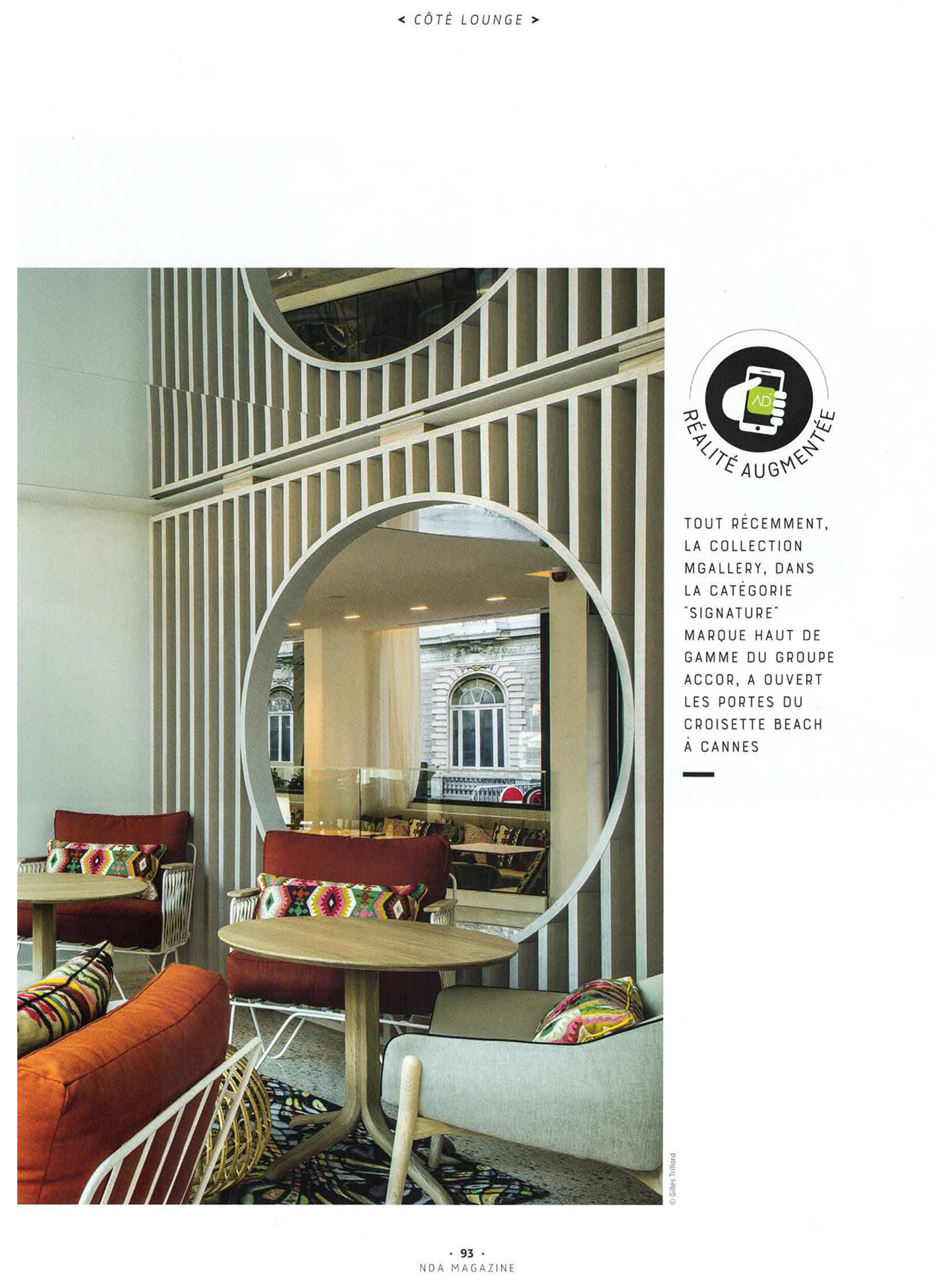 Article sur le croisette beach cannes réalisé par le studio jean-Philippe Nuel dans le magazine nda, nouvel hotel lifestyle, architecture d'intérieur de luxe, cannes, french riviera