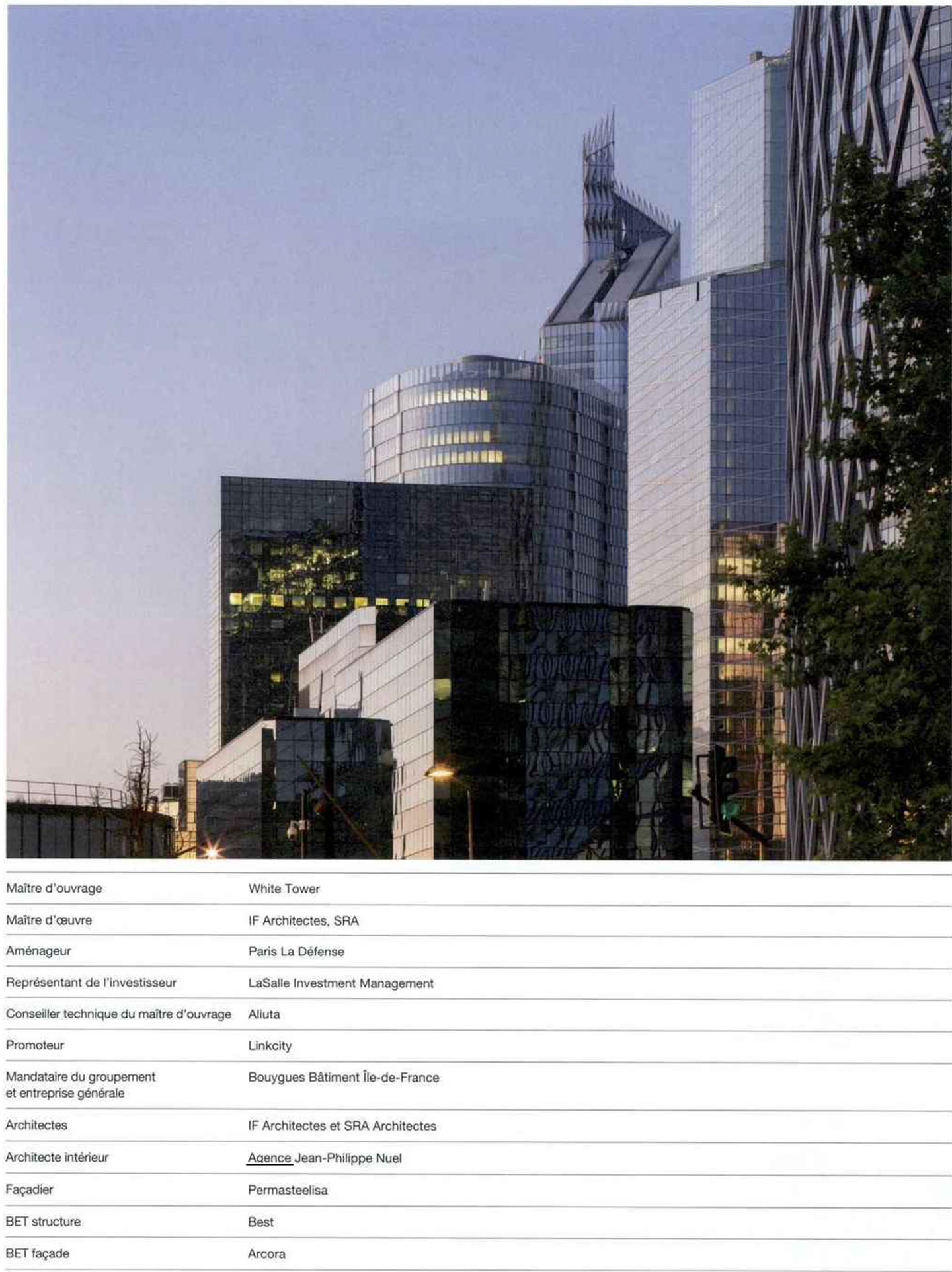 Article sur la Tour Alto La Défense dans le magazine Archicree pour le studio jean-philippe nuel, architecture d'intérieur, tertiaire, façade écailles de verre