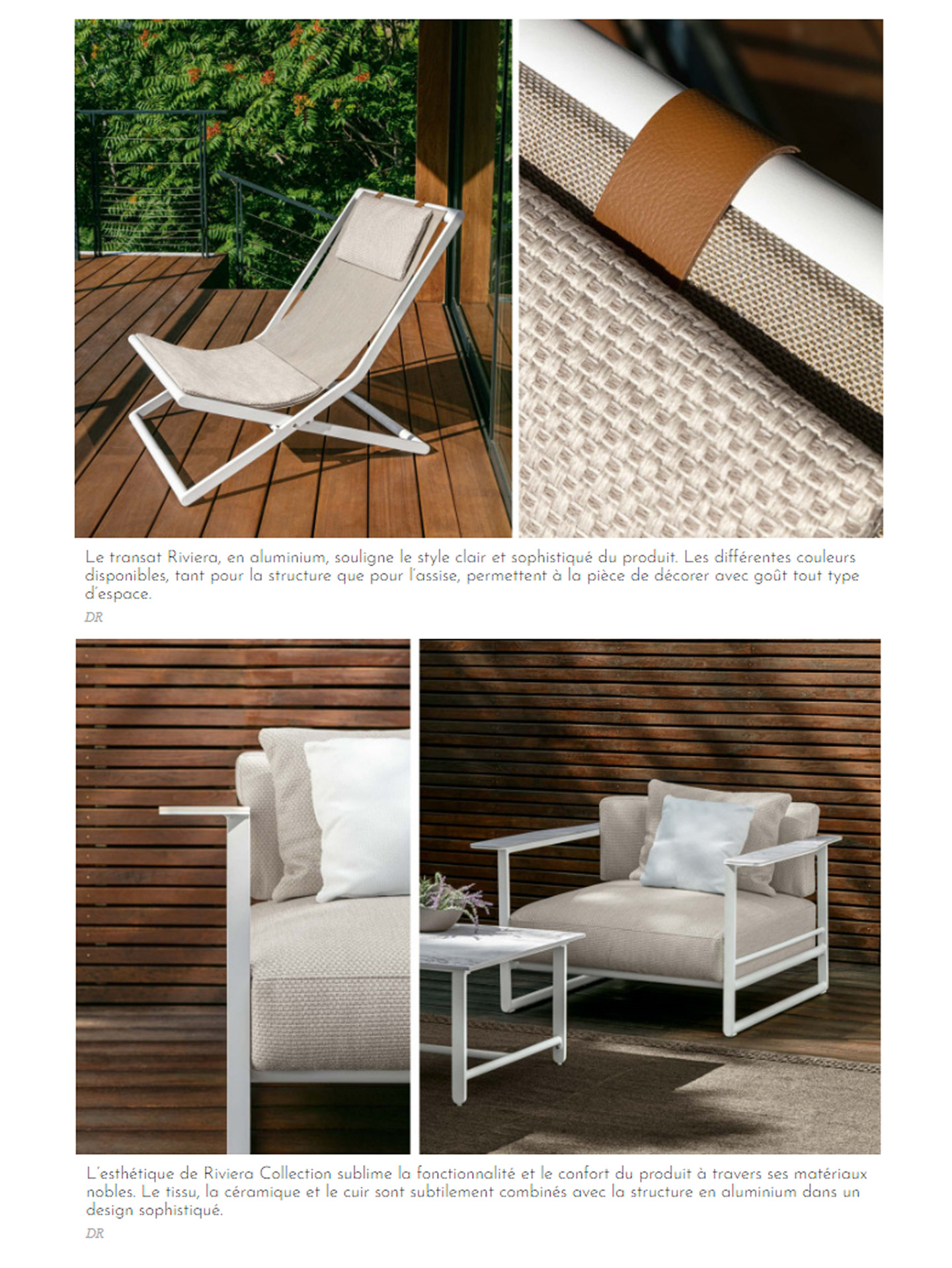 Article on the riviera range for talenti outdoor living created by the studio jean-philippe nuel, design of objects and furniture, garden furniture, french designer