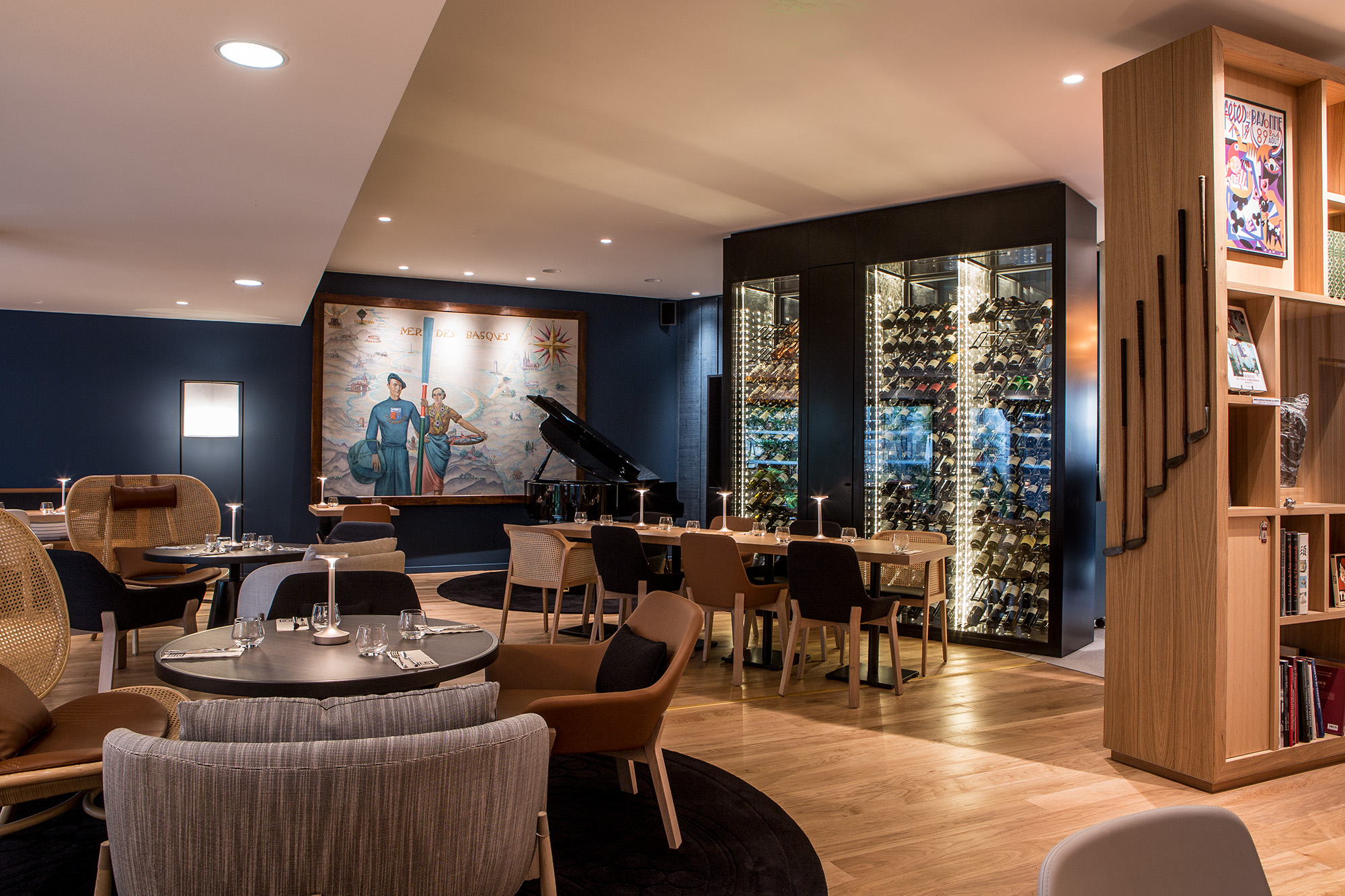 Hotel Villa Koegui Bayonne, 4 star lifestyle hotel designed by the interior design studio jean-philippe nuel, basque country, restaurant, wine cellar, art