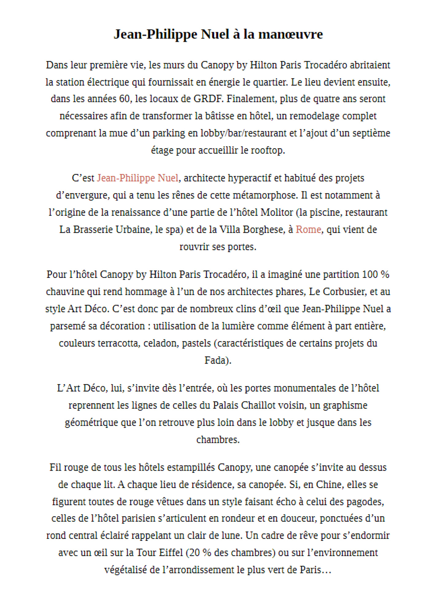Article on the Canopy by Hilton Paris Trocadero designed by jean-Philippe Nuel studio in the good life magazine, new lifestyle hotel, luxury interior design