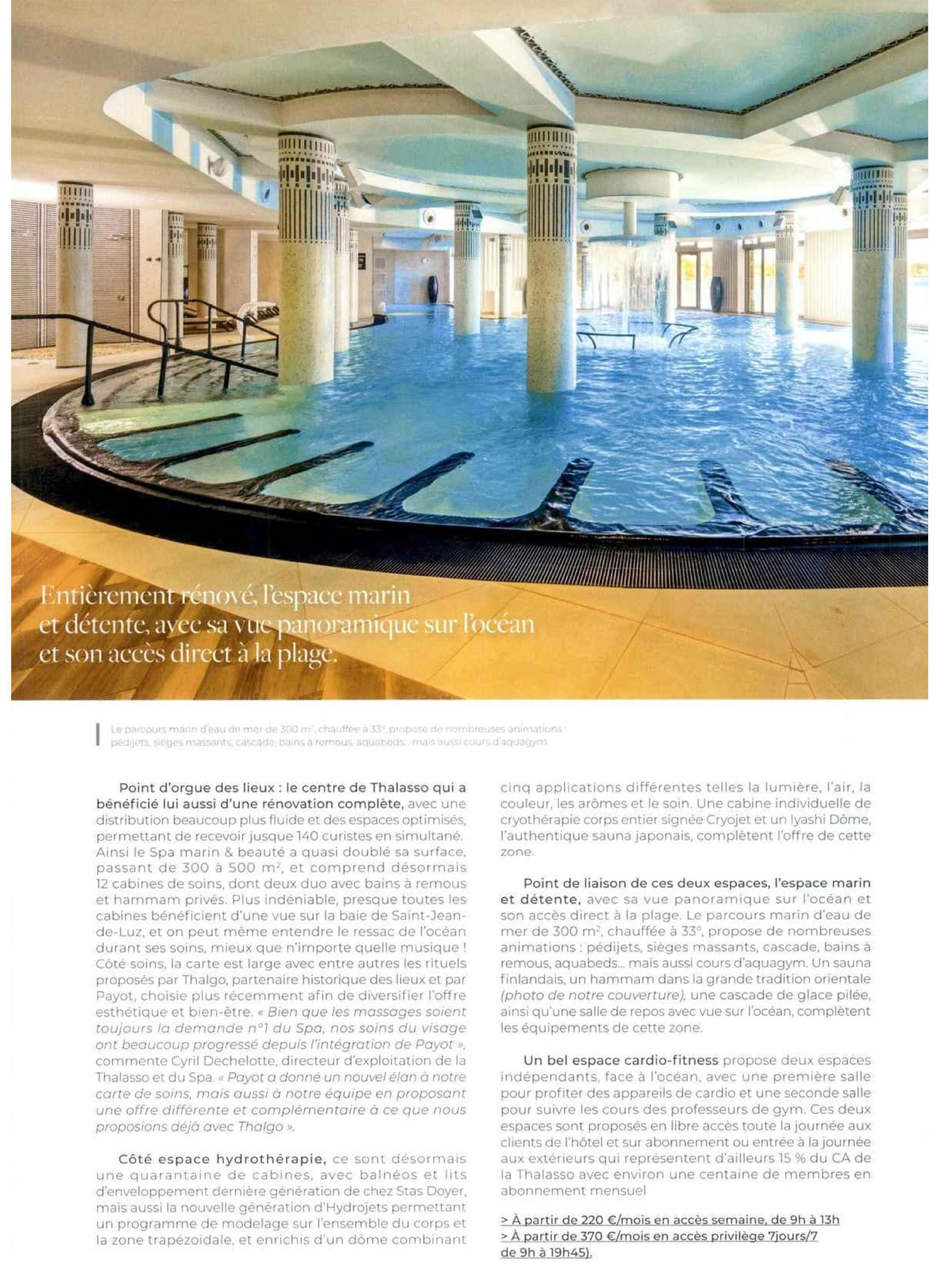 Article du magazine Sense of Wellness sur l'hôtel et spa Hélianthal Saint-Jean-de-Luz, hôtel lifestyle, Art déco, hotel de bord de mer, dans le pays basque français, culture basque