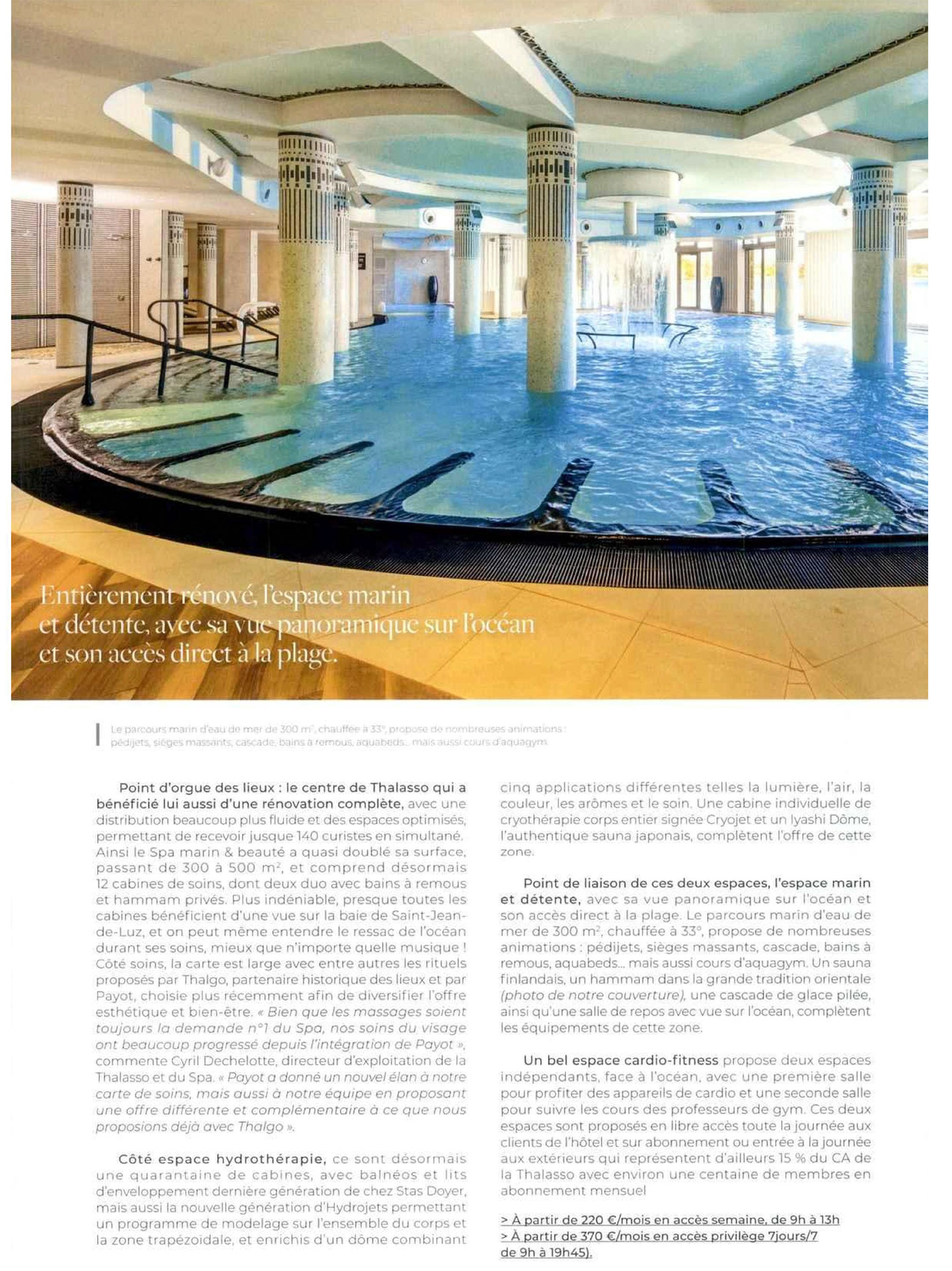 Article of the magazine Sense of Wellness on the hotel and spa Hélianthal Saint-Jean-de-Luz, lifestyle hotel, Art Deco, seaside hotel, in the French Basque Country, Basque culture