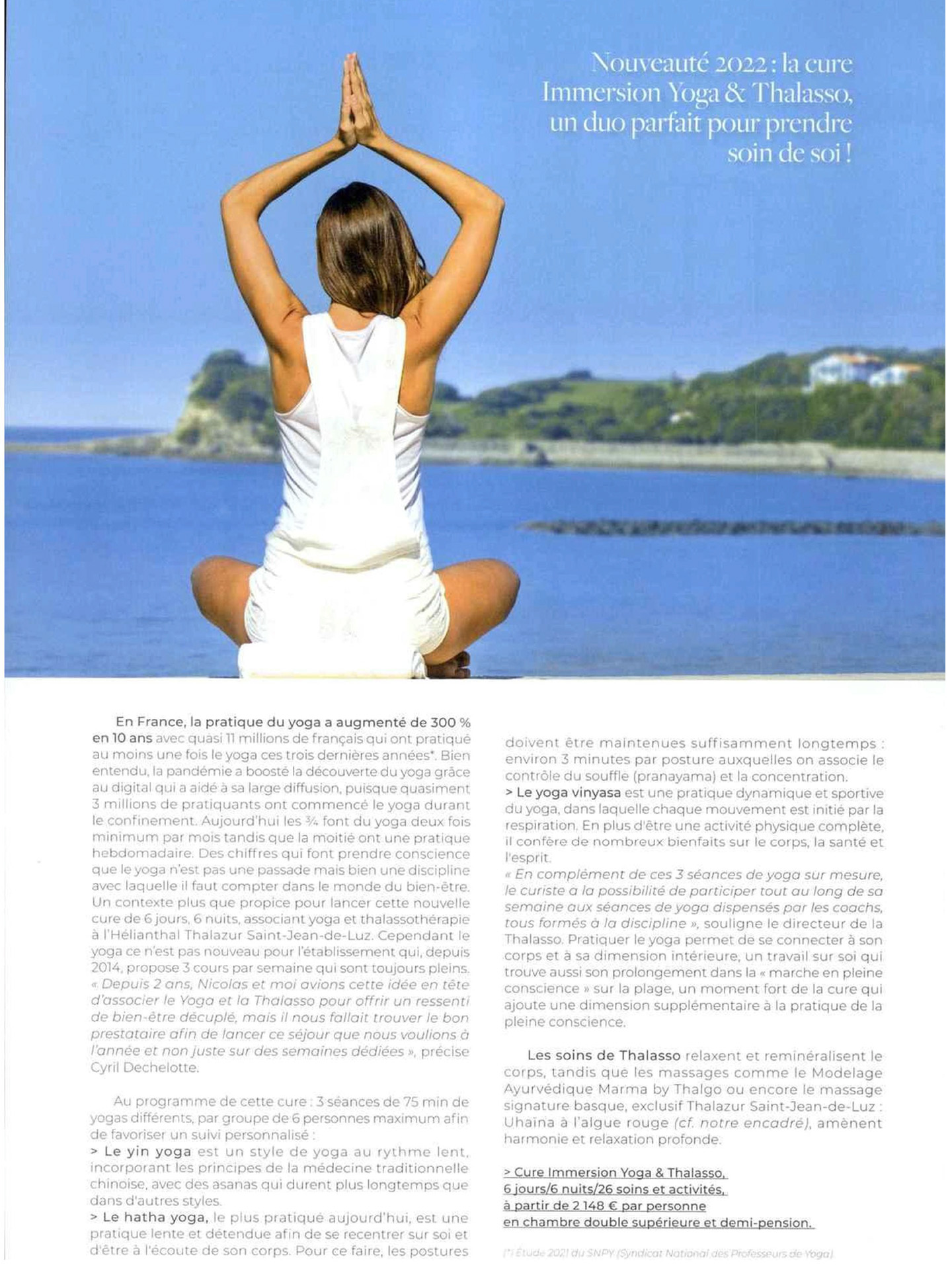 Article du magazine Sense of Wellness sur l'hôtel et spa Hélianthal Saint-Jean-de-Luz, hôtel lifestyle, Art déco, hotel de bord de mer, dans le pays basque français, culture basque