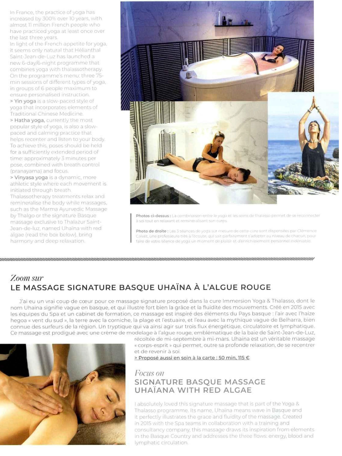 Article du magazine Sense of Wellness sur l'hôtel et spa Hélianthal Saint-Jean-de-Luz, hôtel lifestyle, Art déco, hotel de bord de mer, dans le pays basque français, culture basque