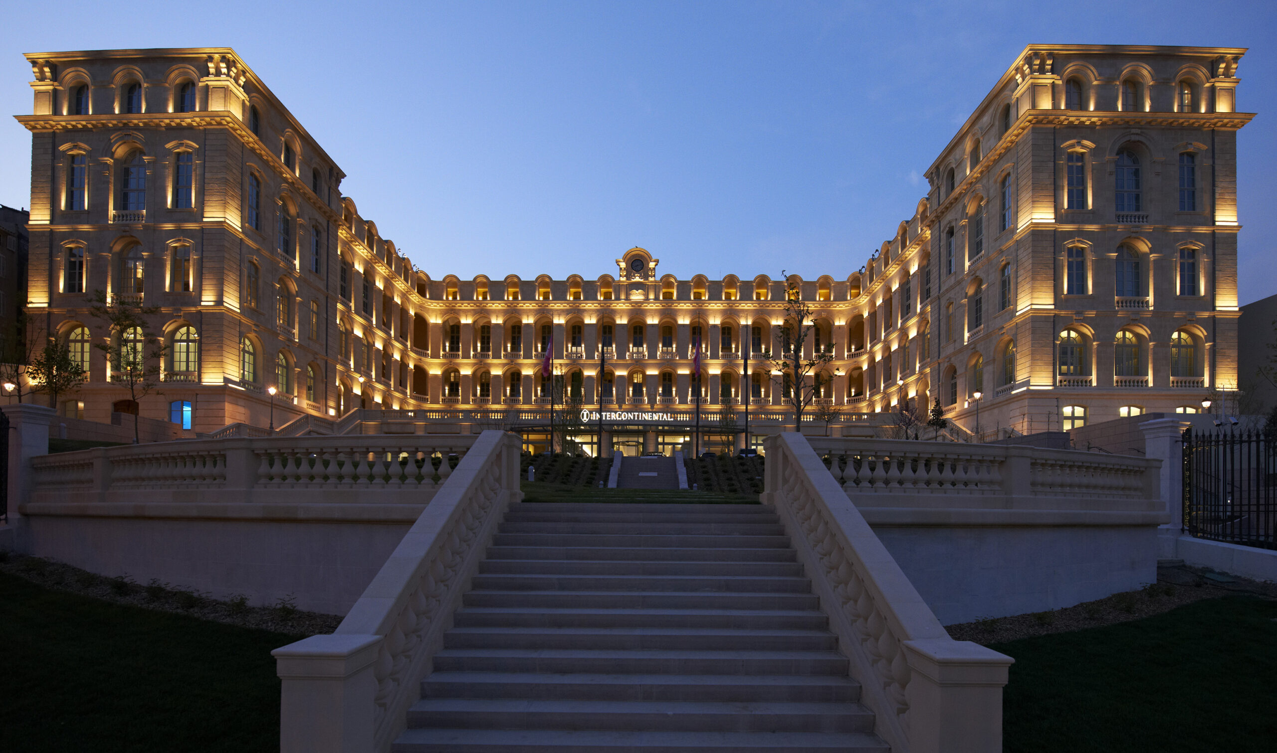 Majestic exterior view of the InterContinental Marseille Hôtel Dieu designed by the French interior design studio jean-philippe nuel