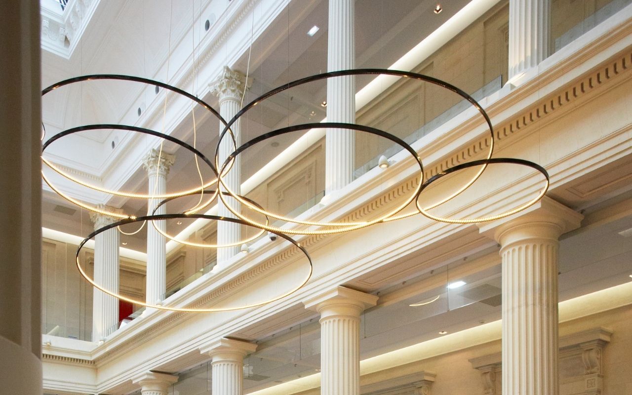 Design ceiling of the lobby of the 4 star hotel Radisson Blu in Nantes, designed by the interior design studio jean-philippe nuel, luxury hotel, lifestyle hotel, interior design