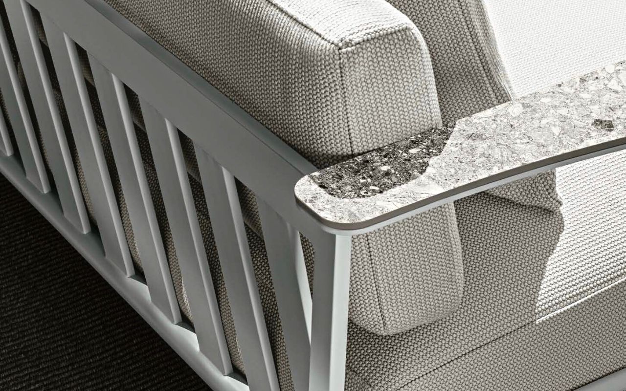 Stone detail of the Riviera armchair for Talenti Outdoor Living, interior design, interior architecture, object design, designer, furniture creation, studio jean-philippe nuel, salon bord de mer