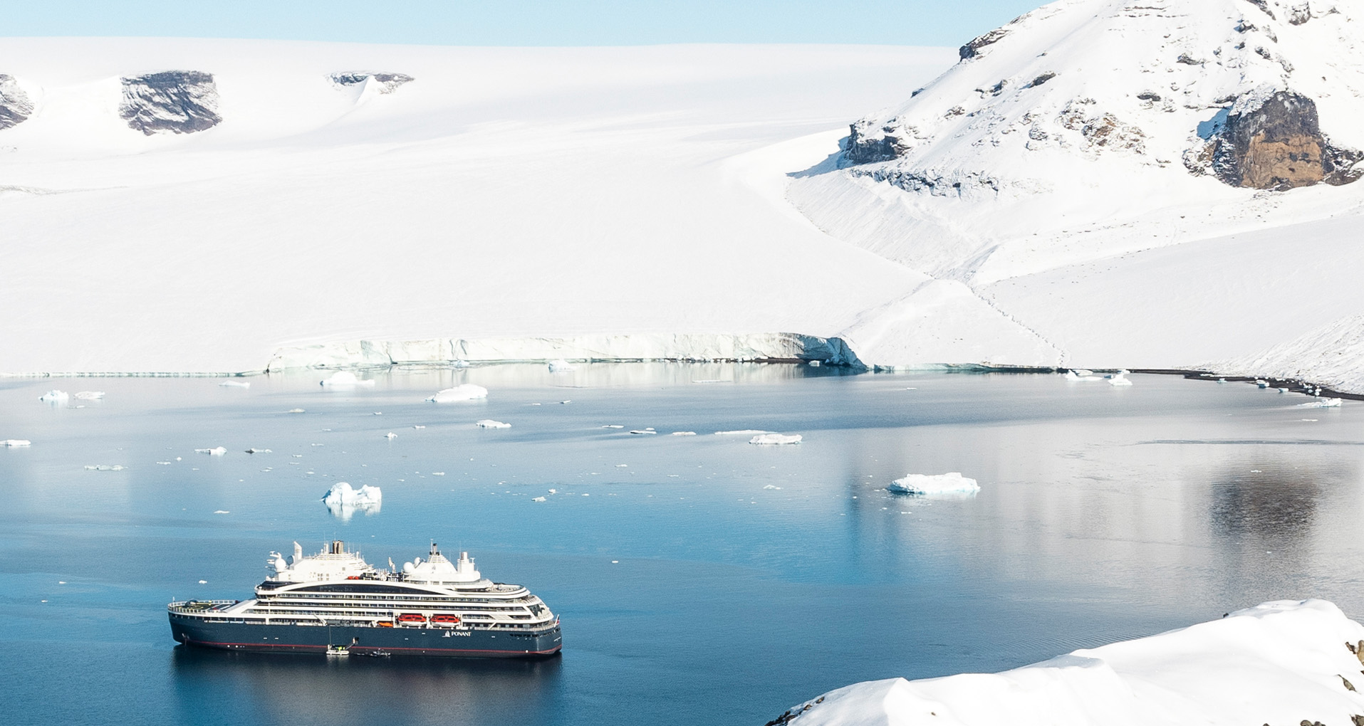 Exterior view of the luxury polar cruise ship Le Commandant Charcot designed by the interior design studio jean-philippe nuel
