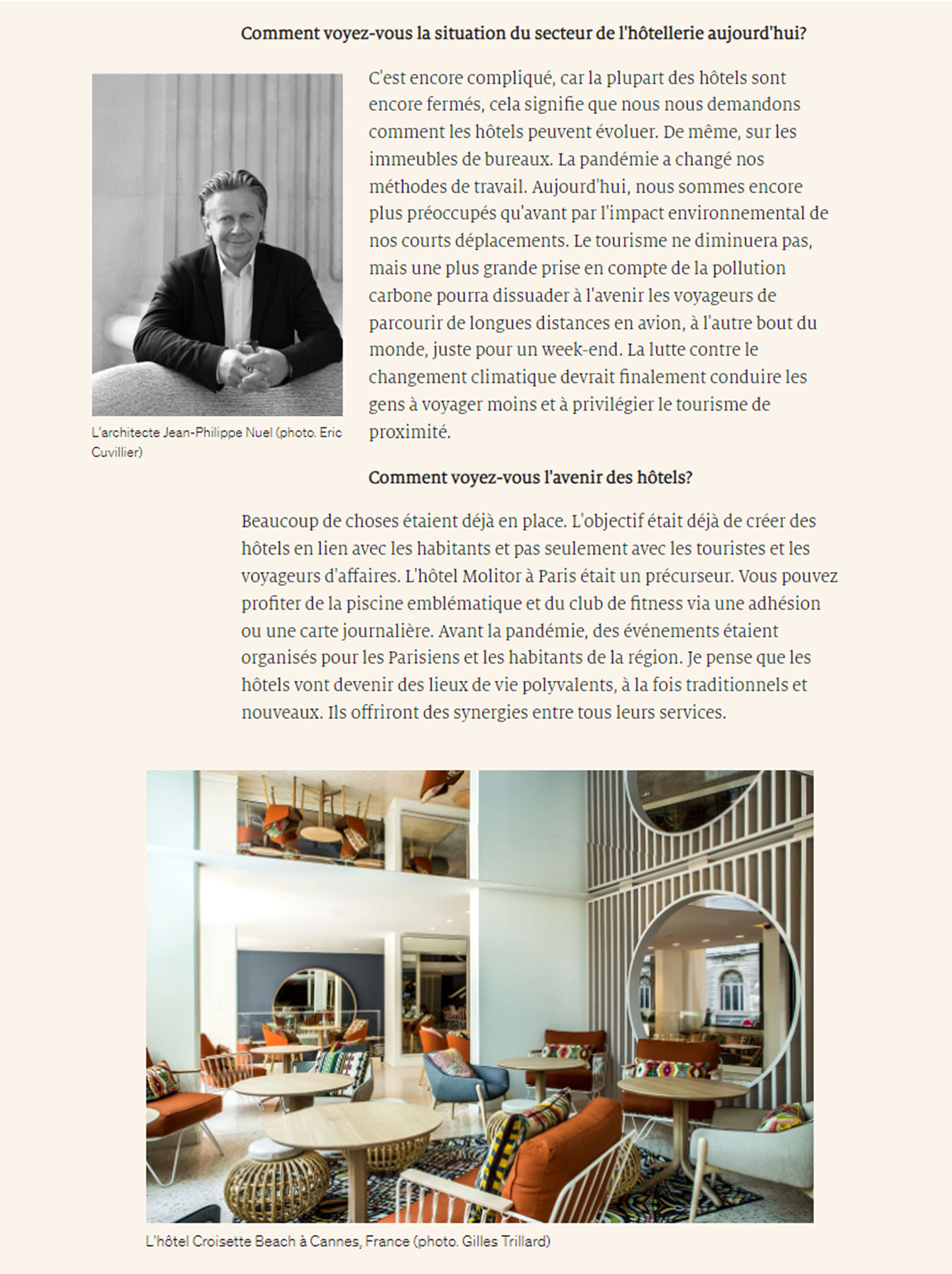 Article in Luxury tribune about jean-philippe nuel studio and the future of the hotel industry, interior design in the luxury hotel industry