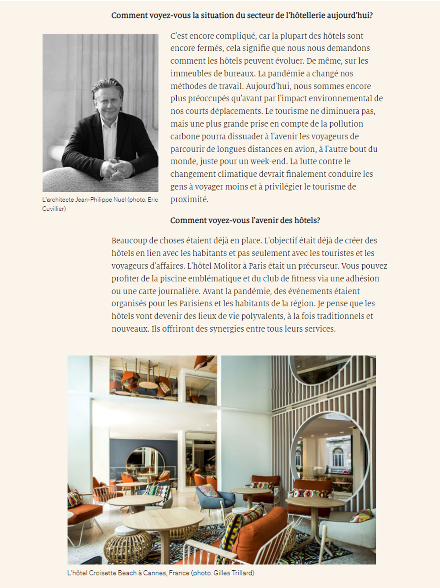 Article dans Luxury tribune sur le studio jean-philippe nuel et le futur de l'hotellerie, de l'architecture d'intérieur dans l'hotellerie de luxe