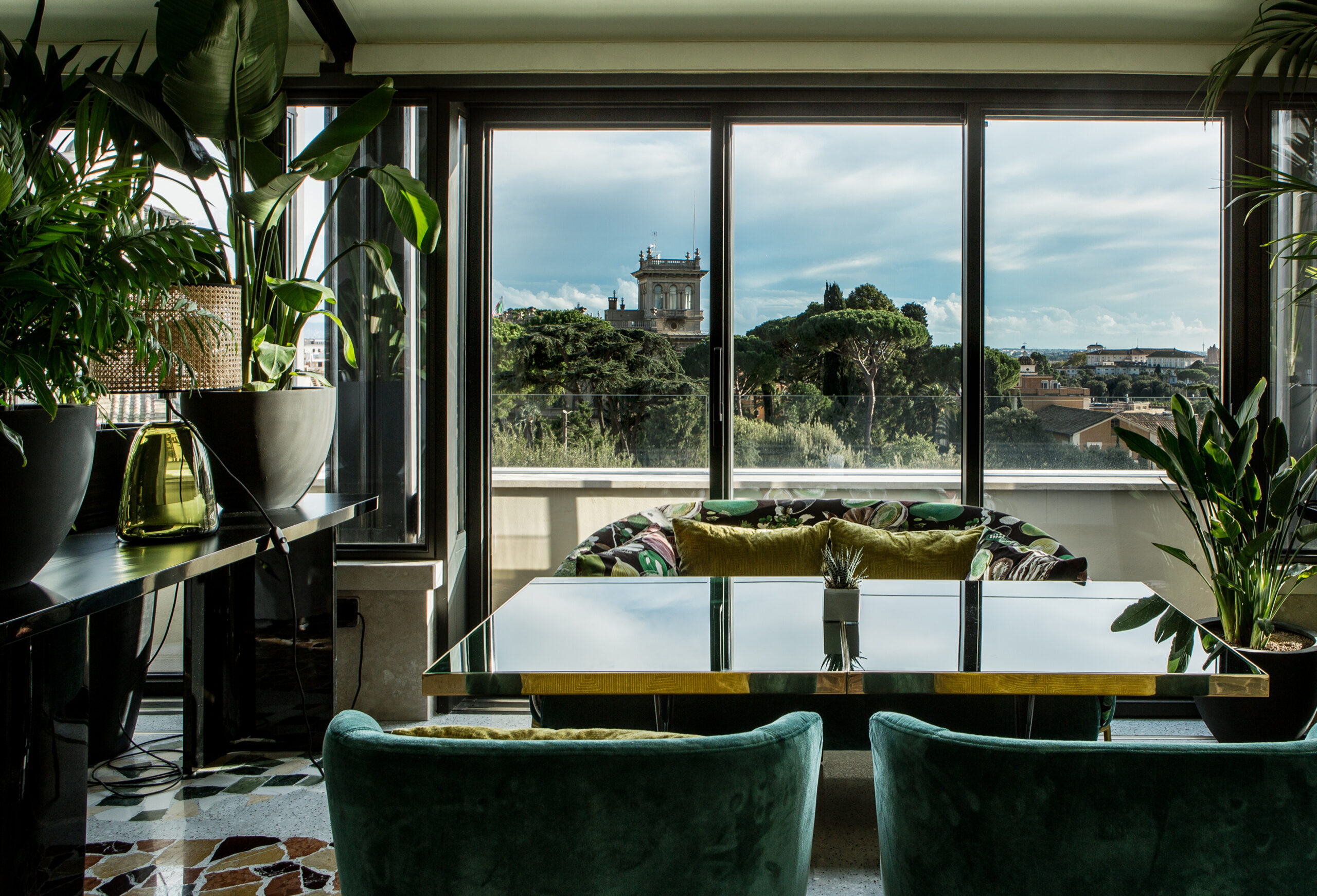 Breathtaking view of the city from the Settimo restaurant at the Sofitel Rome Villa Borghese