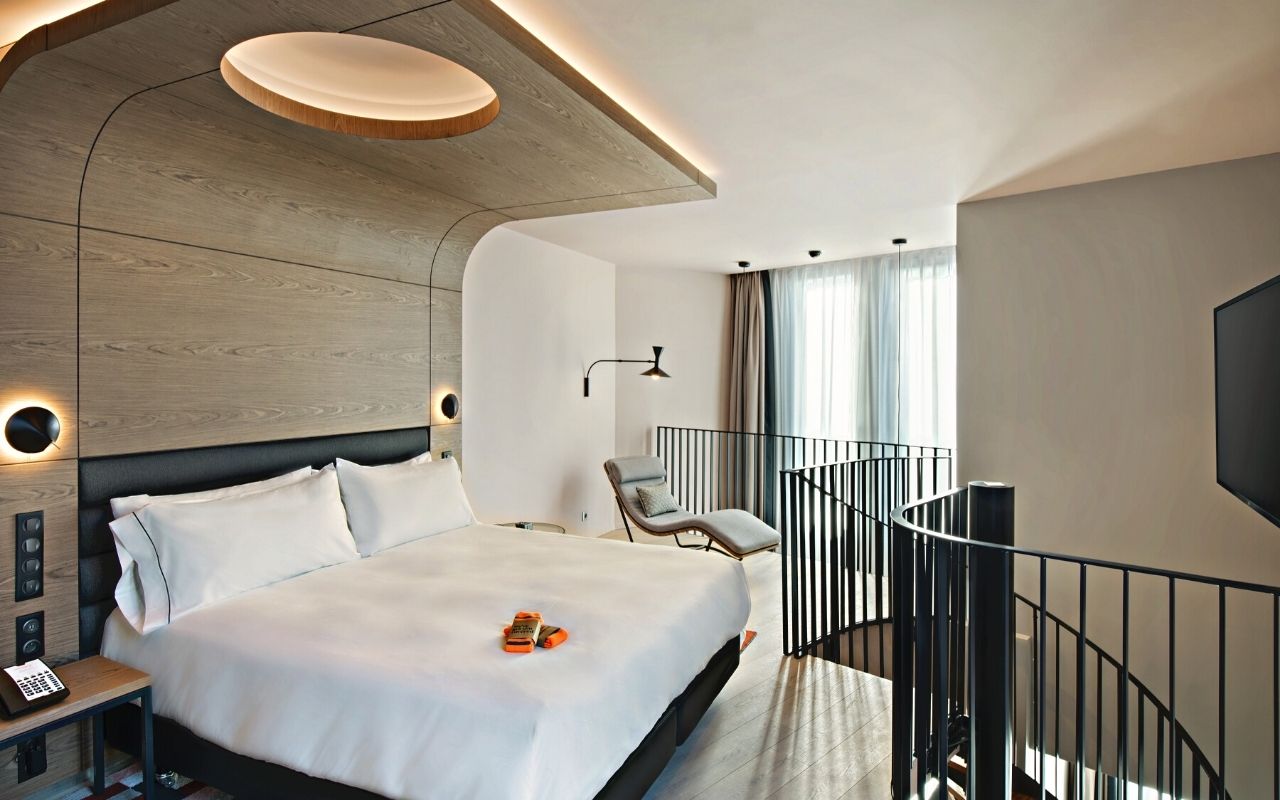 ABAC lamp with MLE, wall lamp, interior design, interior architecture, object design, designer, furniture creation, studio jean-philippe nuel, staging in the hotel canopy by hilton paris trocadero
