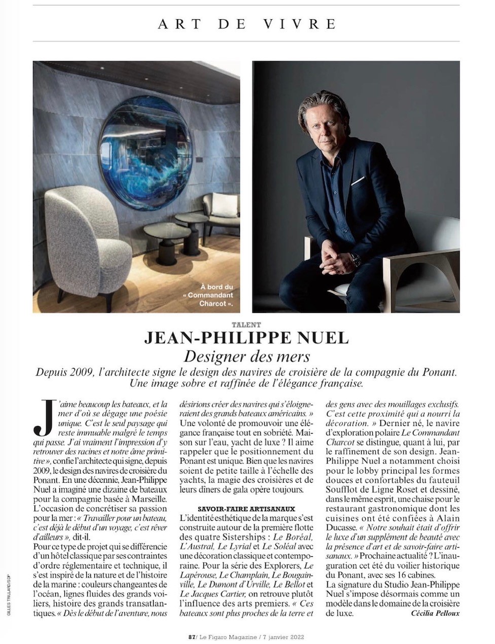 Figaro Magazine - portrait de Jean-Philippe Nuel -article - studio d'architecte d'intérieur