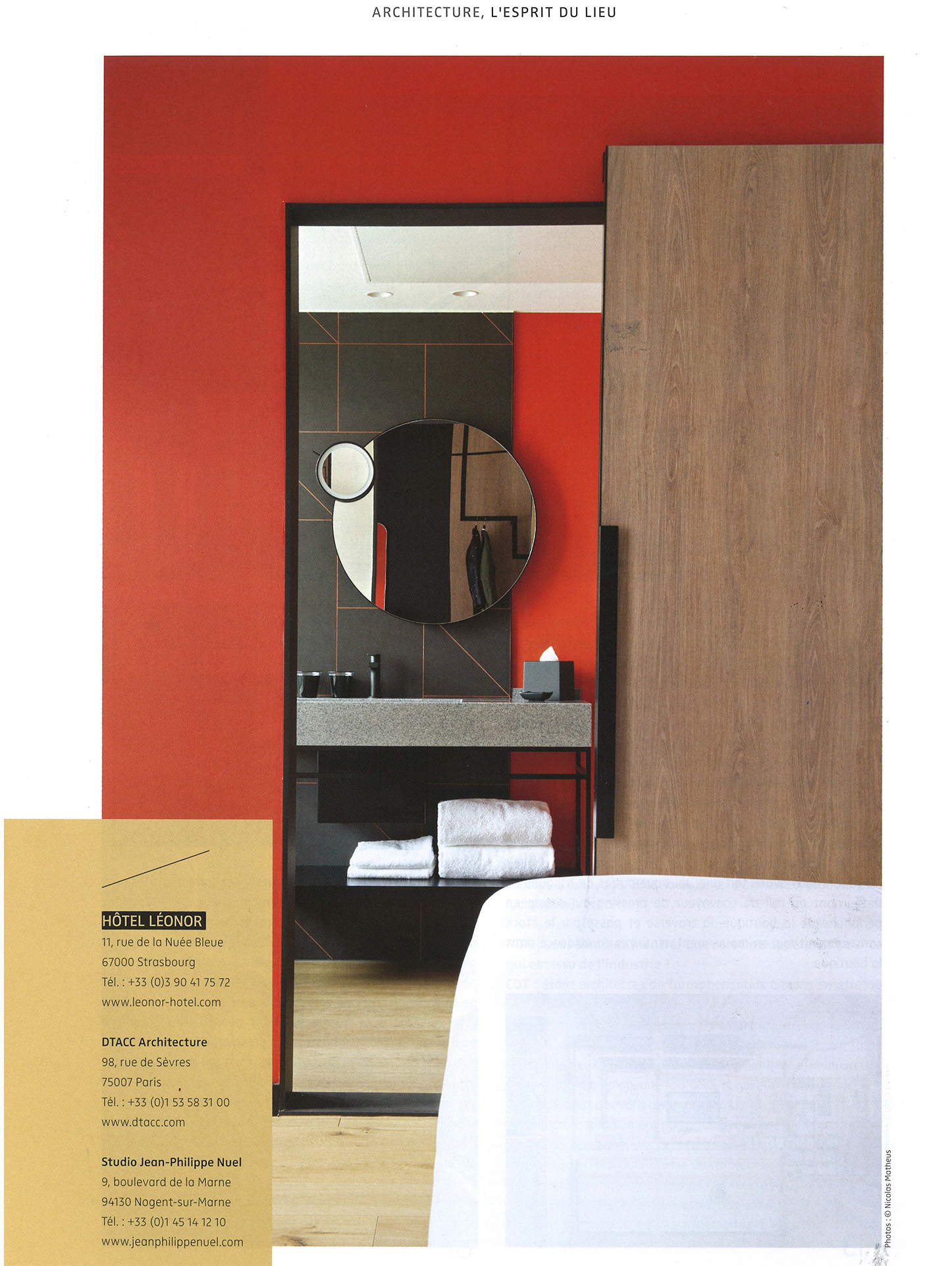 Article de NDA Magazine sur la réhabilitation d'un palais de justice à Strasbourg en un hôtel de luxe par le studio jean-philippe nuel