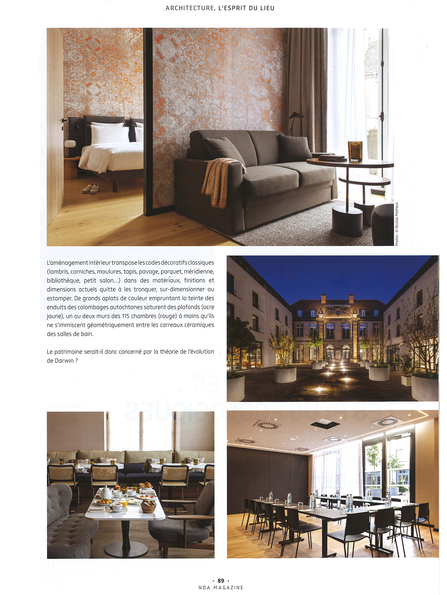 NDA Magazine article on the rehabilitation of a courthouse in Strasbourg into a luxury hotel by the studio jean-philippe nuel