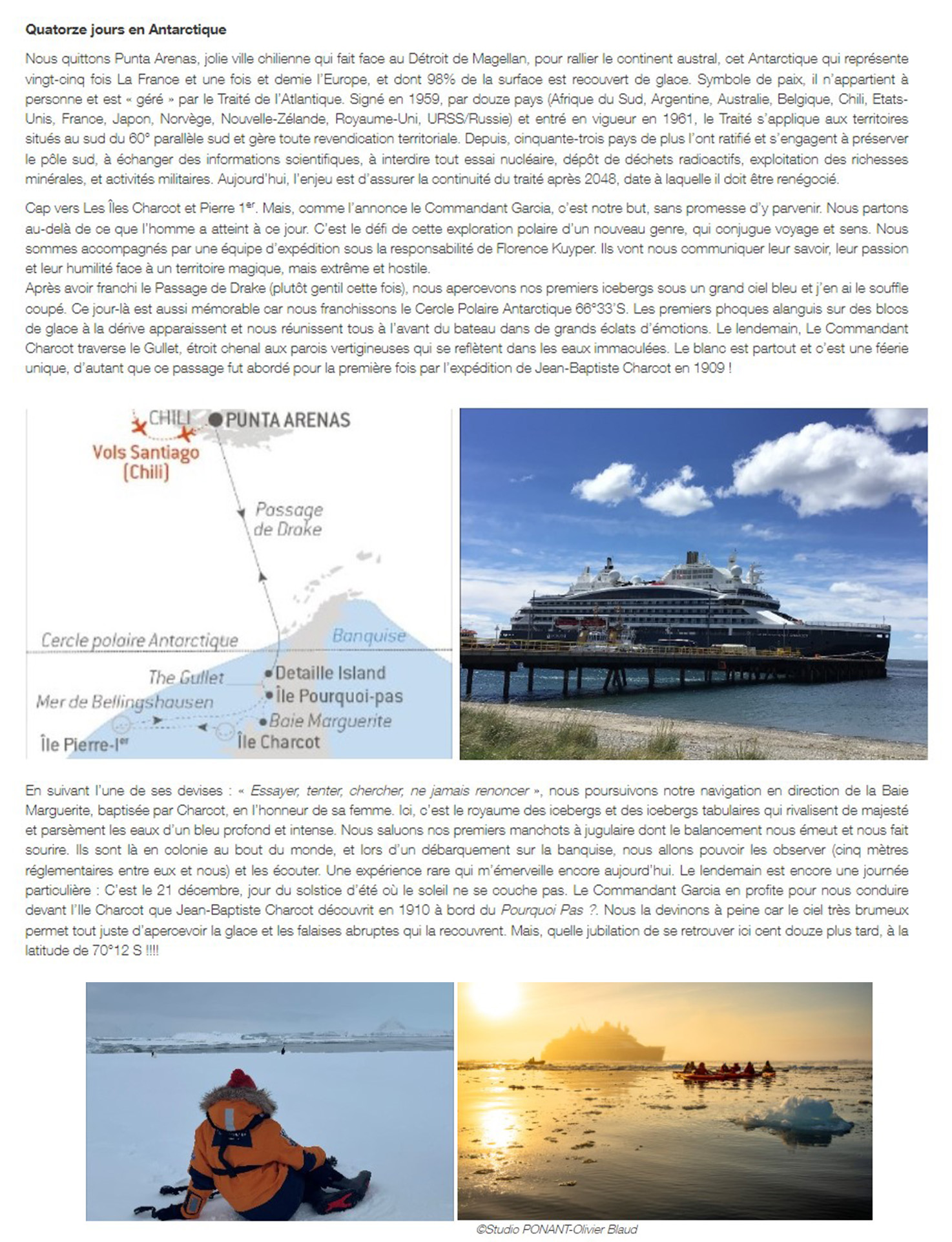 Article from the webmagazine Attitude luxe on the Commandant Charcot page 1, on the polar exploration ship with passengers