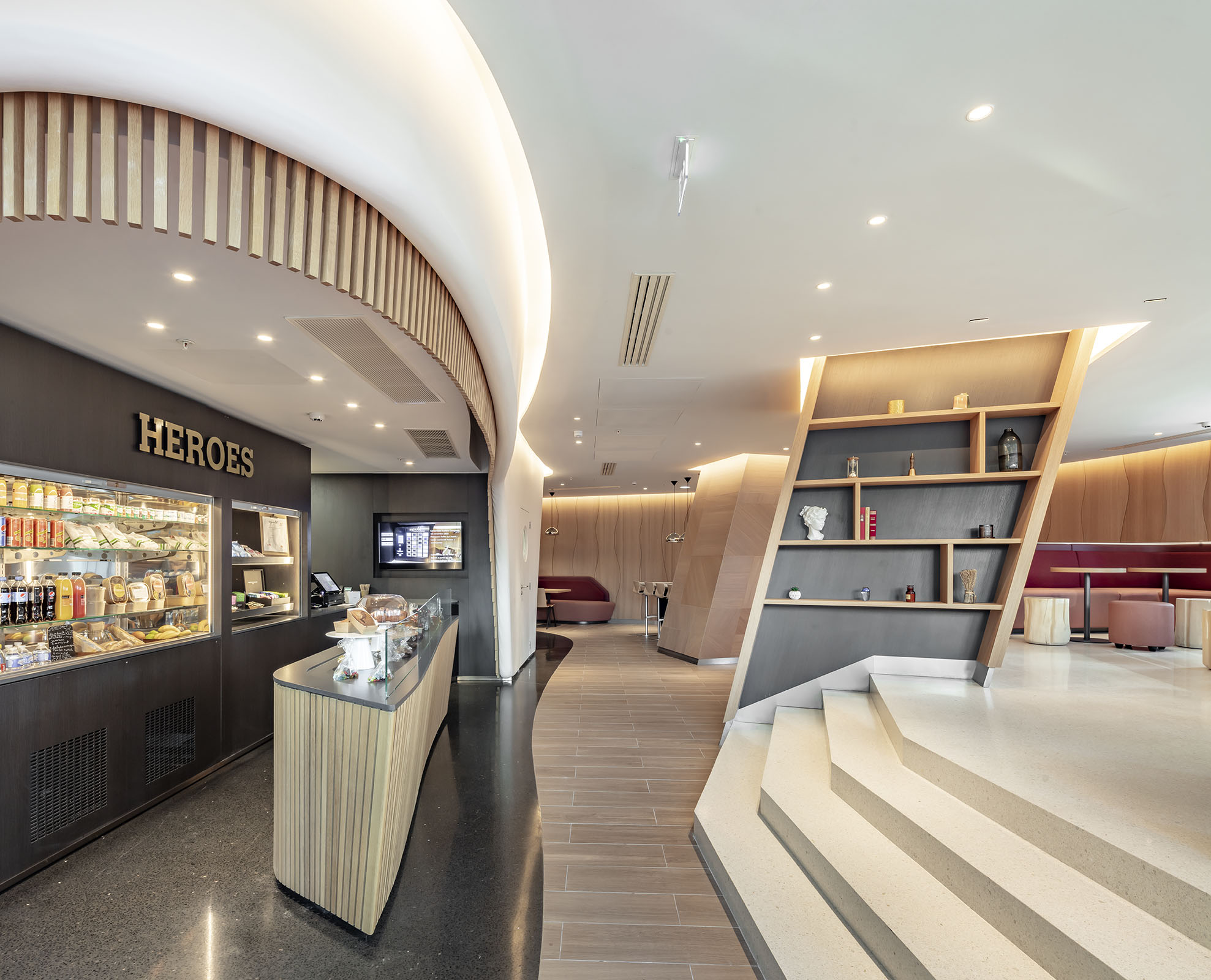 Coffee area of the Alto Tower in La Défense in Paris designed by the interior design studio jean-philippe nuel, in the heart of the business district of the capital, tertiary, corporate design, interior design