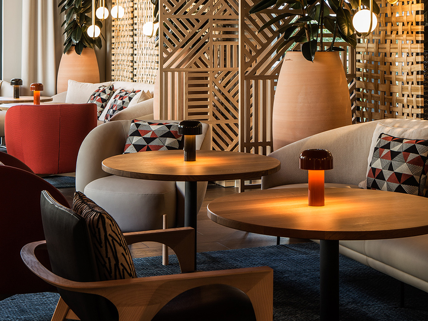 Basque bar room of the helianthal hotel and spa in Saint Jean de Luz, 4 star lifestyle hotel, seaside hotel designed by the interior design studio jean-philippe nuel, basque country decoration