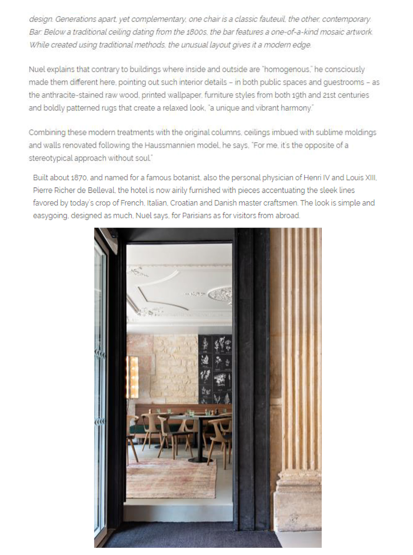 article on the french luxury hotel le belleval in the magazine Aspire design and home by the architect and interior designer jean-philippe nuel