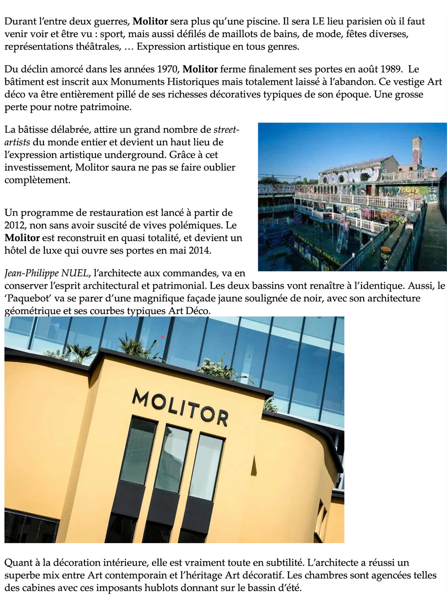 article sur la piscine molitor hôtel parisien de luxe de style art déco rénové par le studio jean-philippe nuel