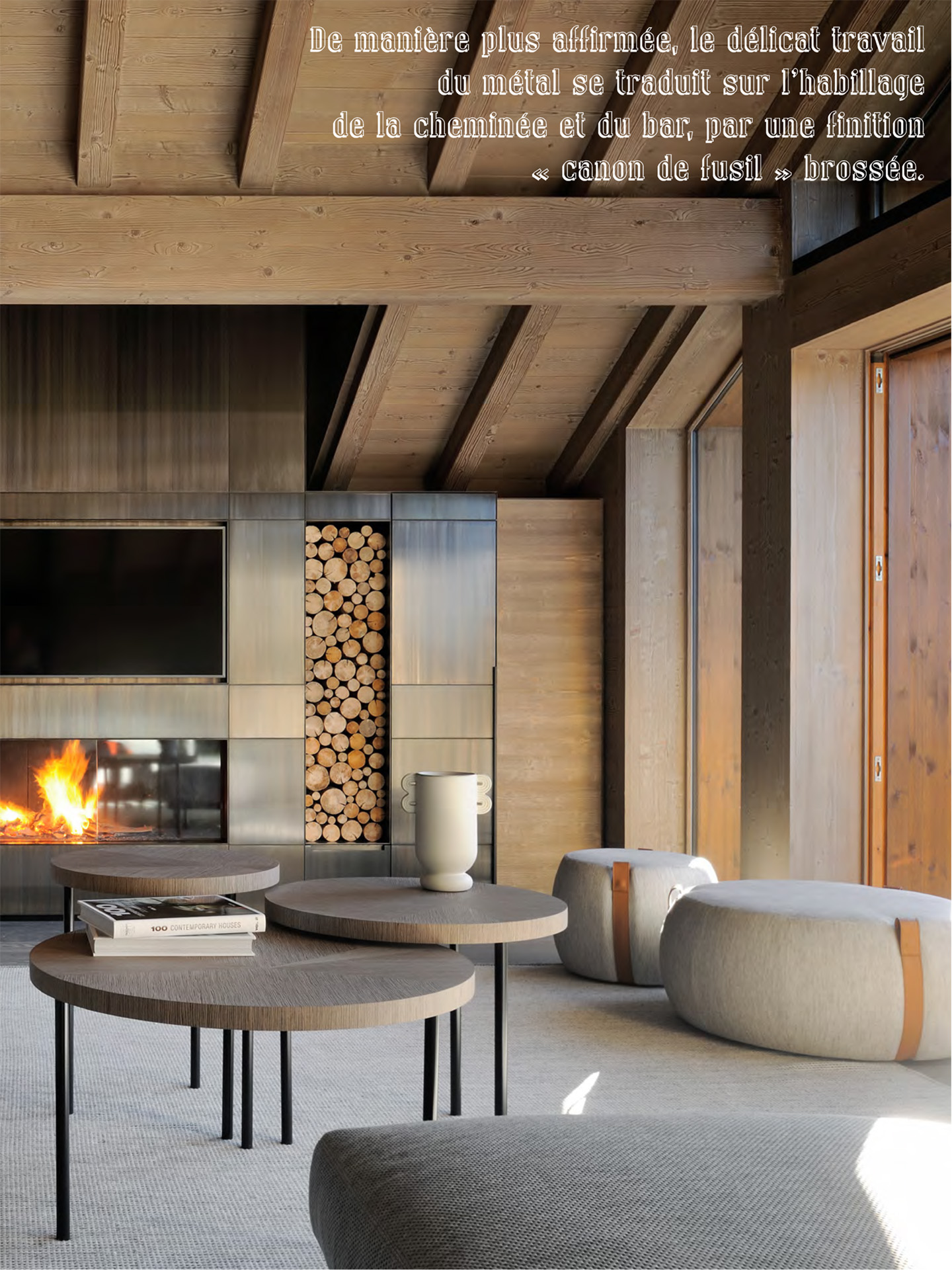 Article on the chalet kirana of meribel realized by the studio jean-philippe nuel in the magazine domodéco, luxury private chalet, interior design, interior decoration, luxury interior, designer