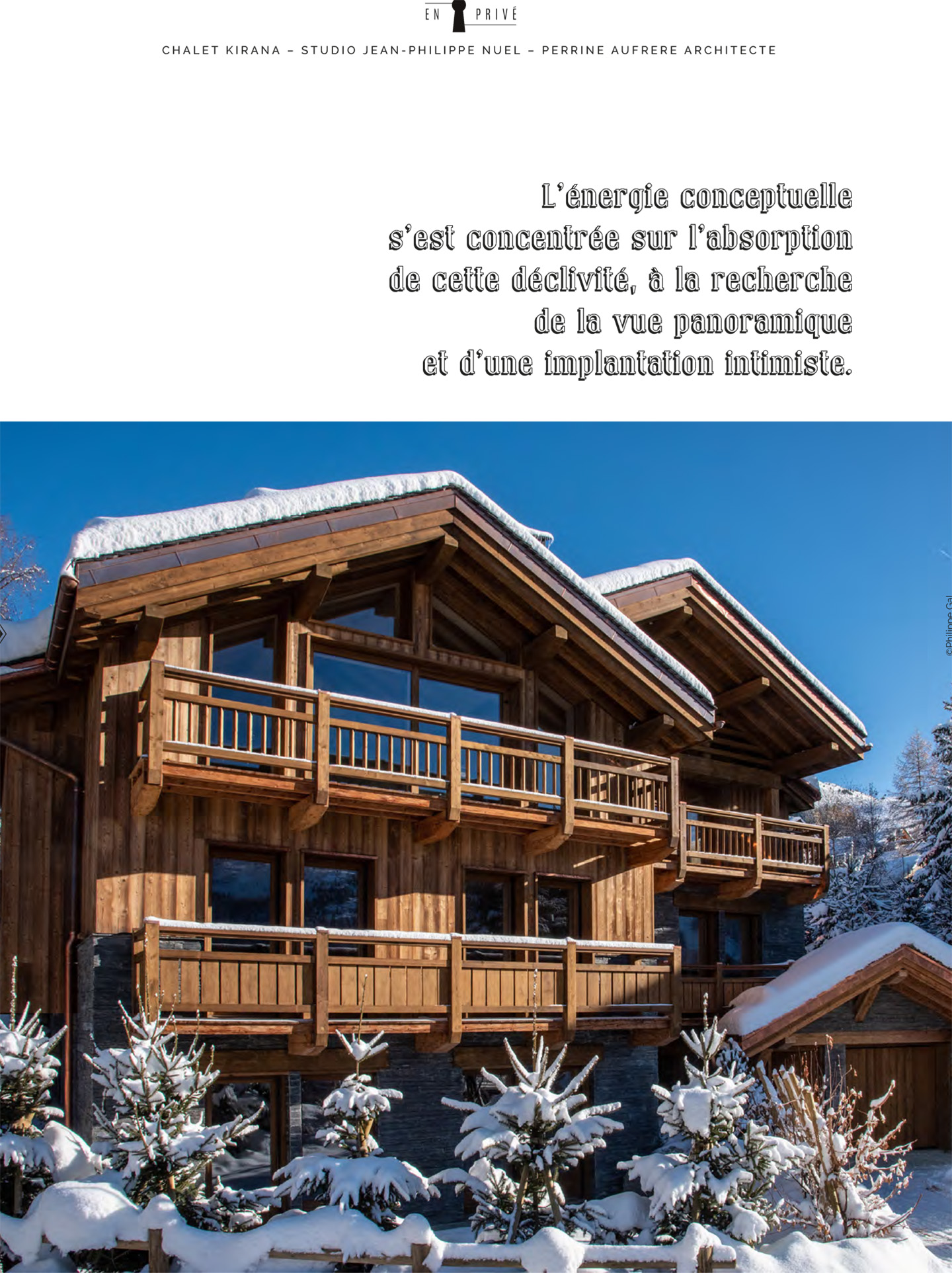 Article on the chalet kirana of meribel realized by the studio jean-philippe nuel in the magazine domodéco, luxury private chalet, interior design, interior decoration, luxury interior, designer