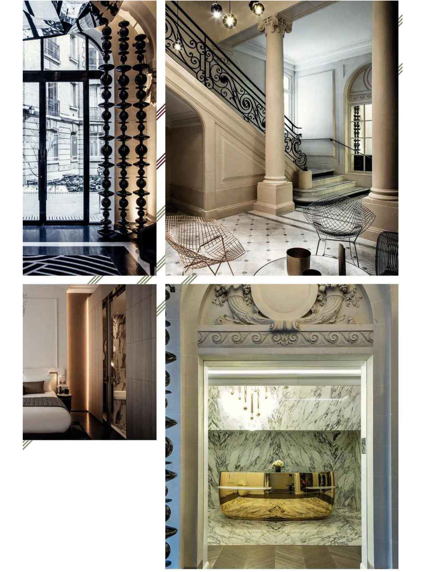 Article about la clef champs elysées paris realized by the studio jean-Philippe Nuel in the magazine domodéco, new lifestyle hotel, luxury interior design, paris center, french luxury hotel