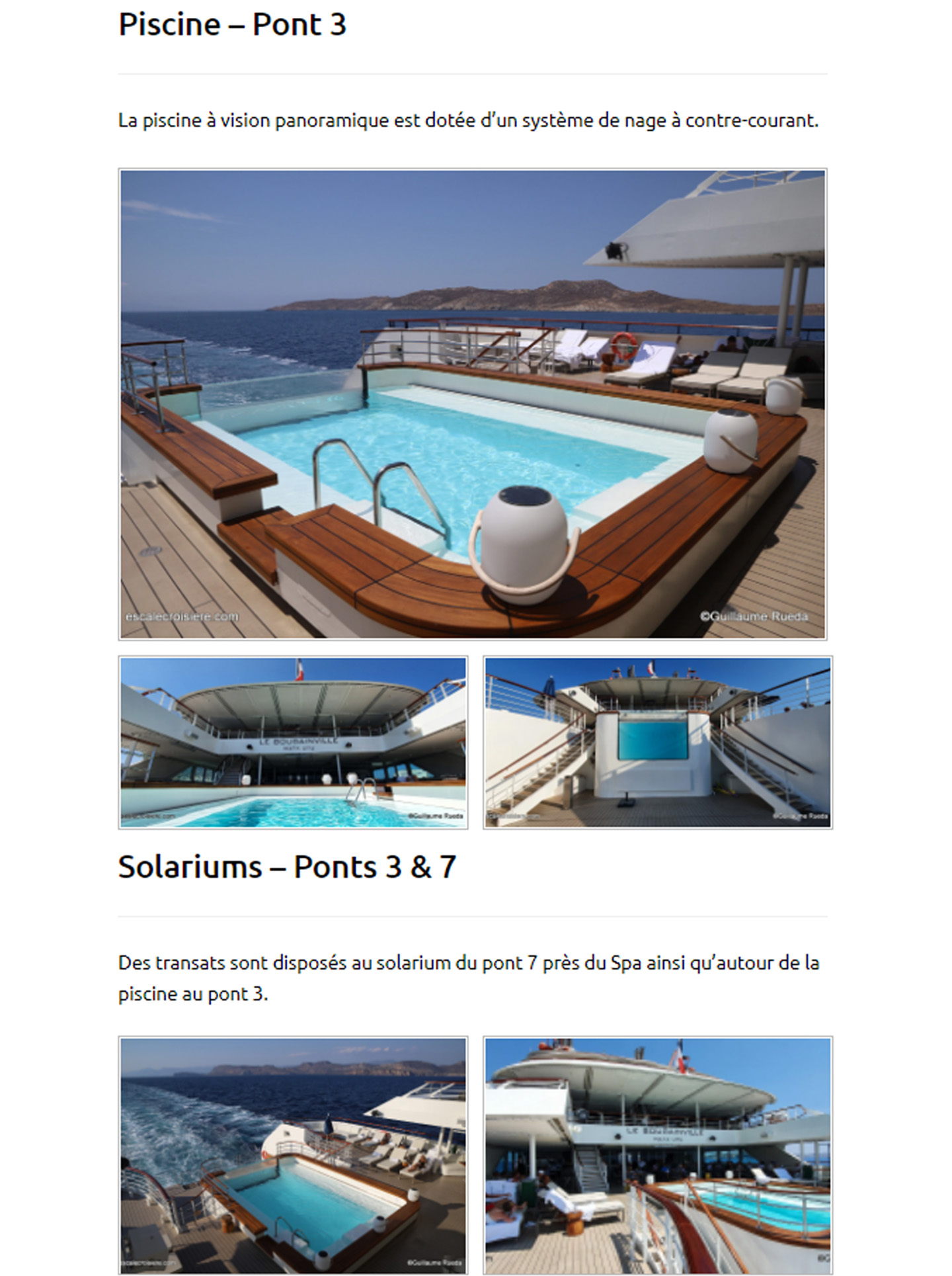 Article on Le Bougainville du Ponant designed by jean-Philippe Nuel studio in the magazine escale croisière, luxury cruise ship, interior design