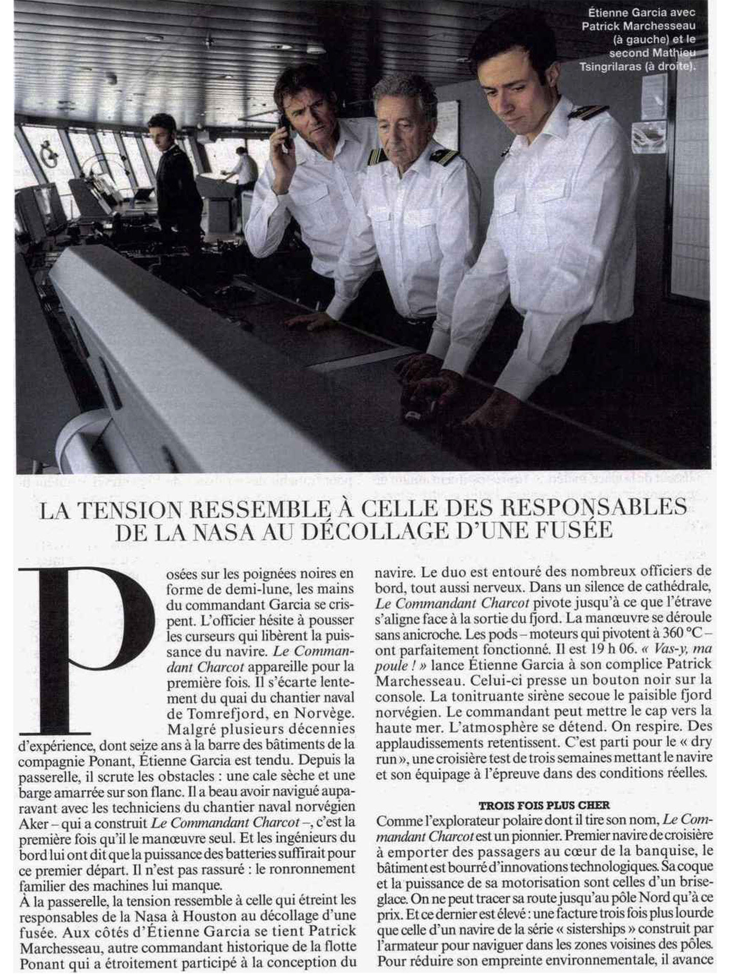 article sur le commandant charcot de ponant dans le figaro magazine, architecture d'intérieur signée jean-philippe nuel, navire d'expedition polaire de luxe, croisière, bateau de luxe, décoration d'intérieur