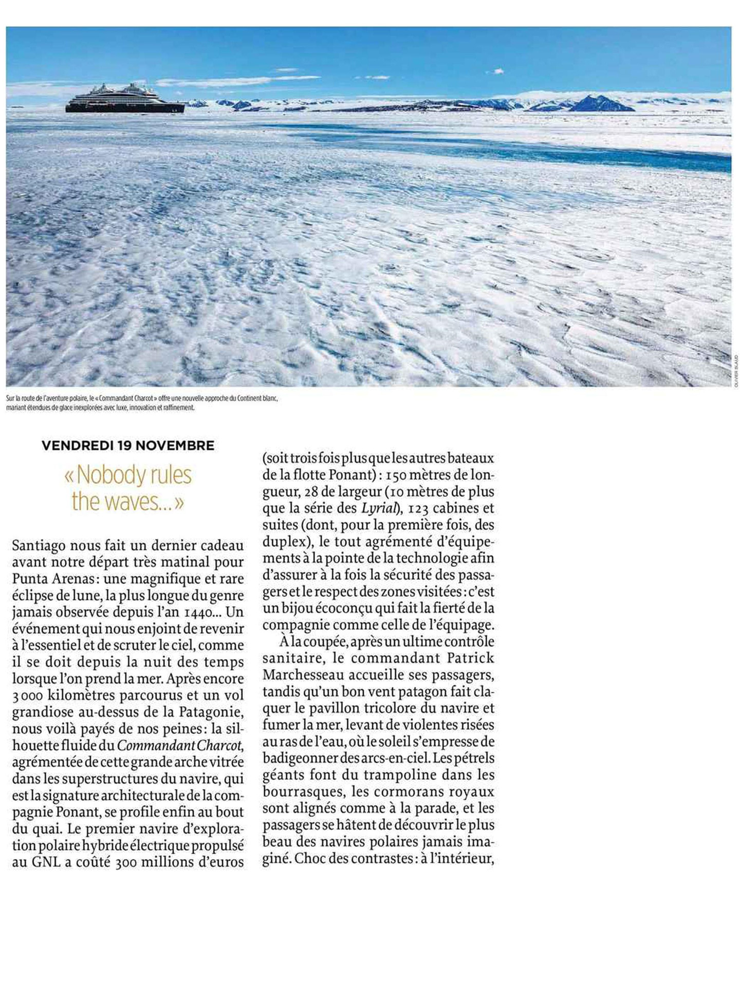 article on commander charcot of ponant in le Point, interior design by jean-philippe nuel, luxury polar expedition ship, cruise, luxury ship, interior design