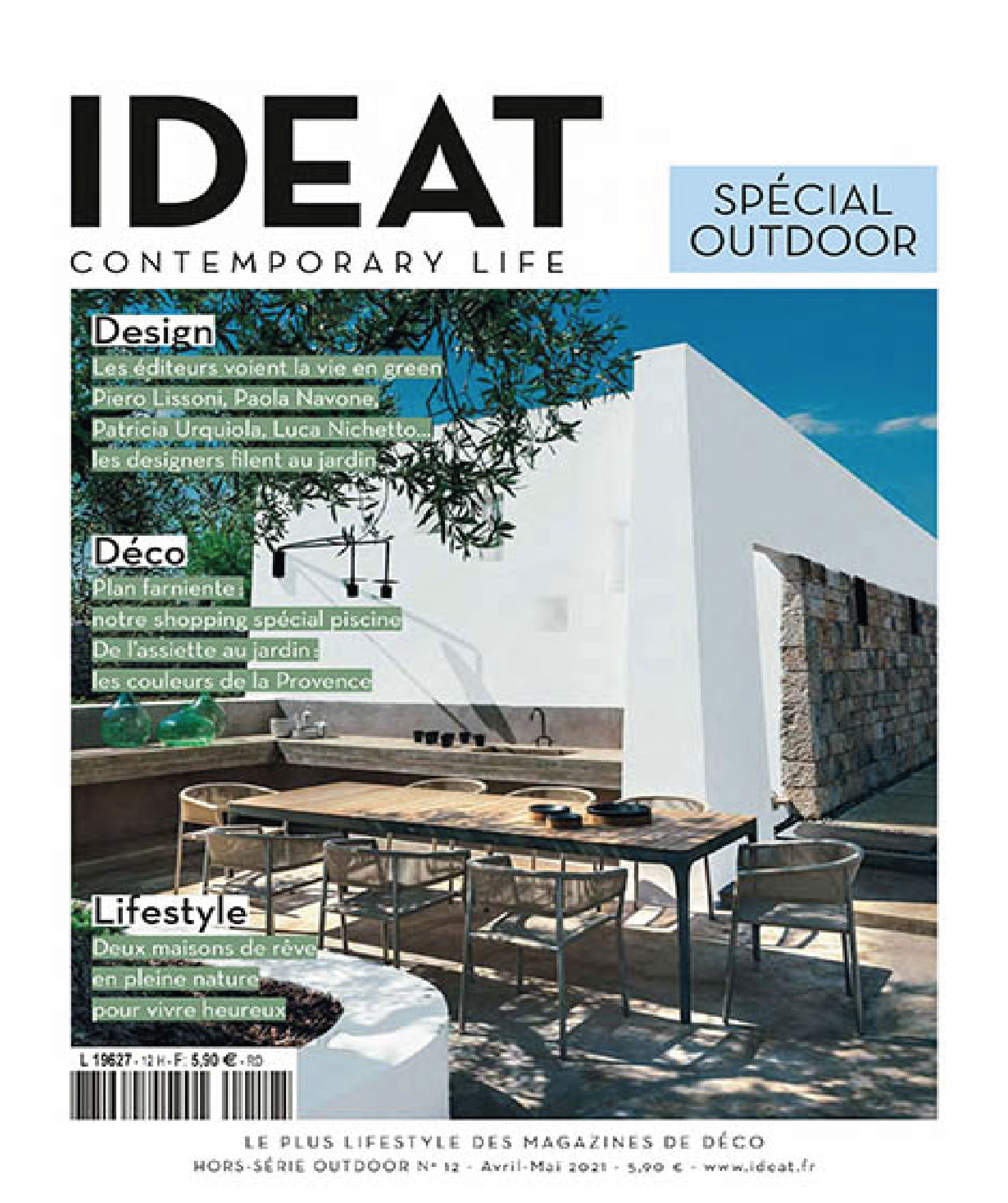 couverture du magazine ideat hors serie d'avril 2021 sur la gamme riviera pour talenti outdoor living réalisée par le studio jean-philippe nuel, design d'objets