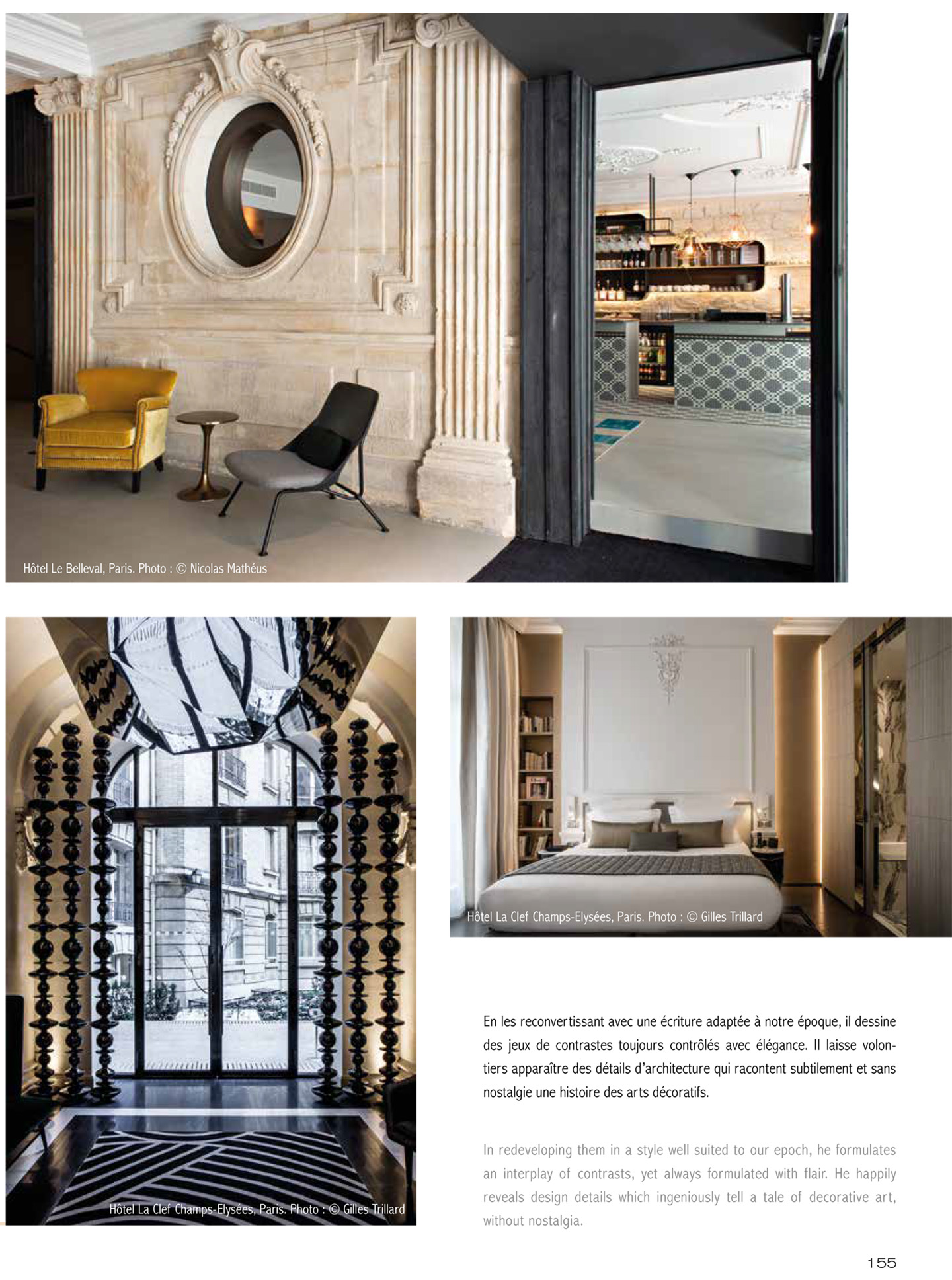 Article on the studio jean-philippe nuel and in particular the hotel le belleval, luxury hotel in Paris, jean-philippe nuel renowned architect and interior designer