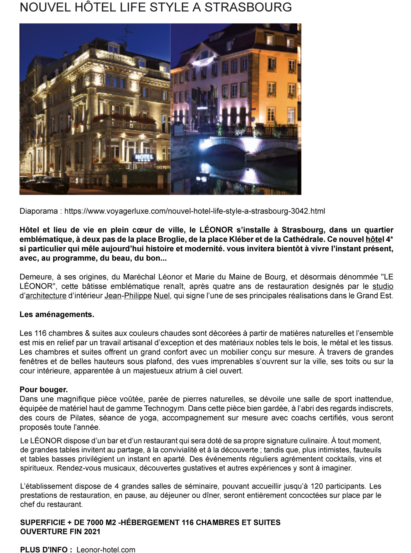 article écrit sur l'hôtel de luxe rénové à Starsbourg par le studio d'architecture d'intérieur Jean-Philippe Nuel