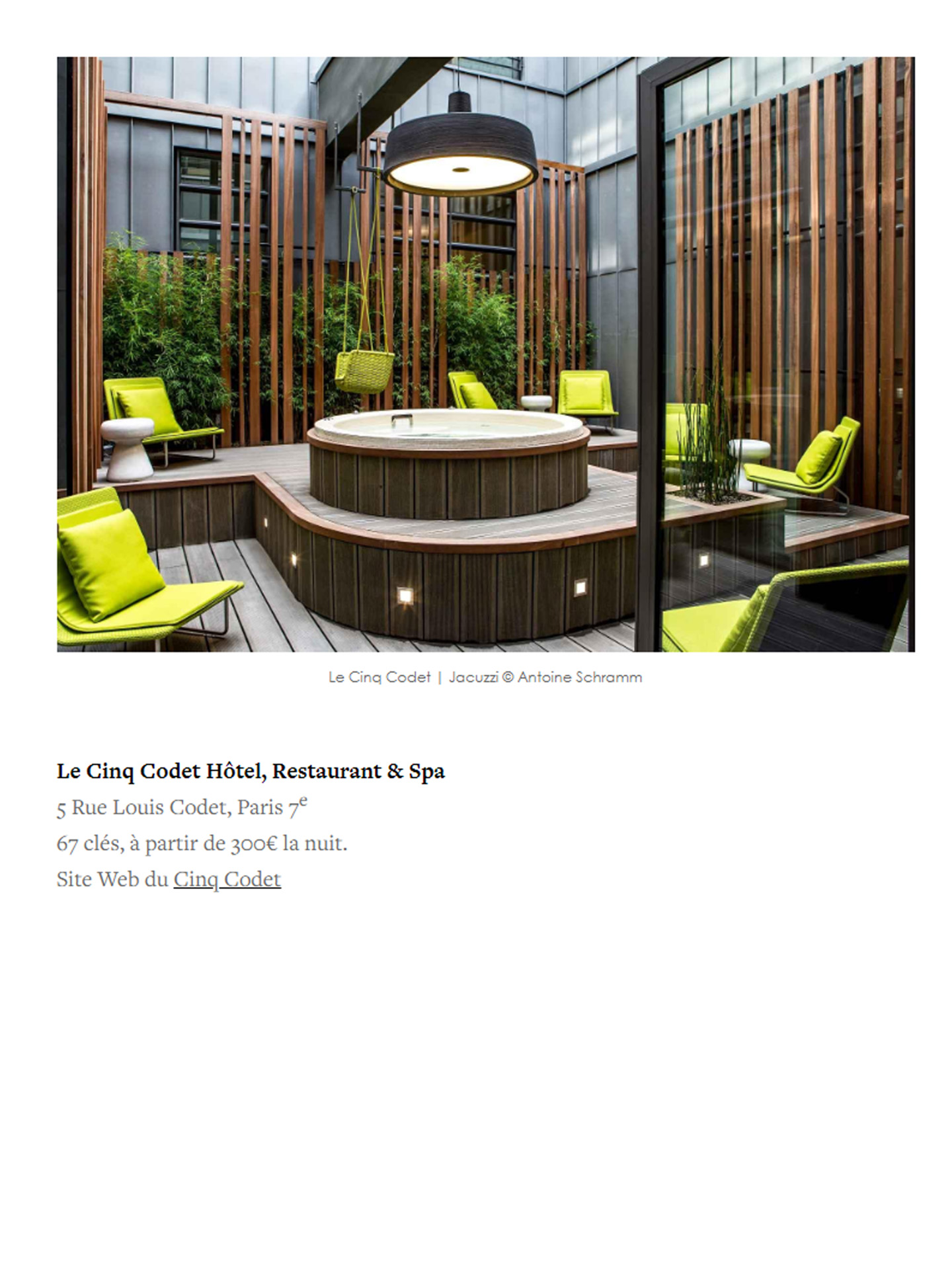 article sur l'hotel le cinq codet dans le magazine yonder, hotel de luxe décoré par le studio jean-philippe nuel, architecture d'intérieur, hotel parisien 5 étoiles