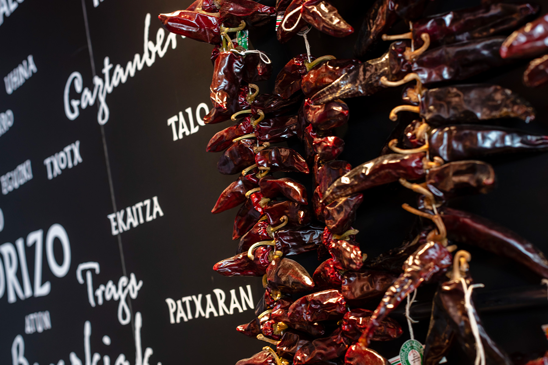 Decoration with peppers of the basque bar of the hotel and spa helianthal in Saint Jean de Luz, 4 star lifestyle hotel, seaside hotel designed by the interior design studio jean-philippe nuel, basque country decoration