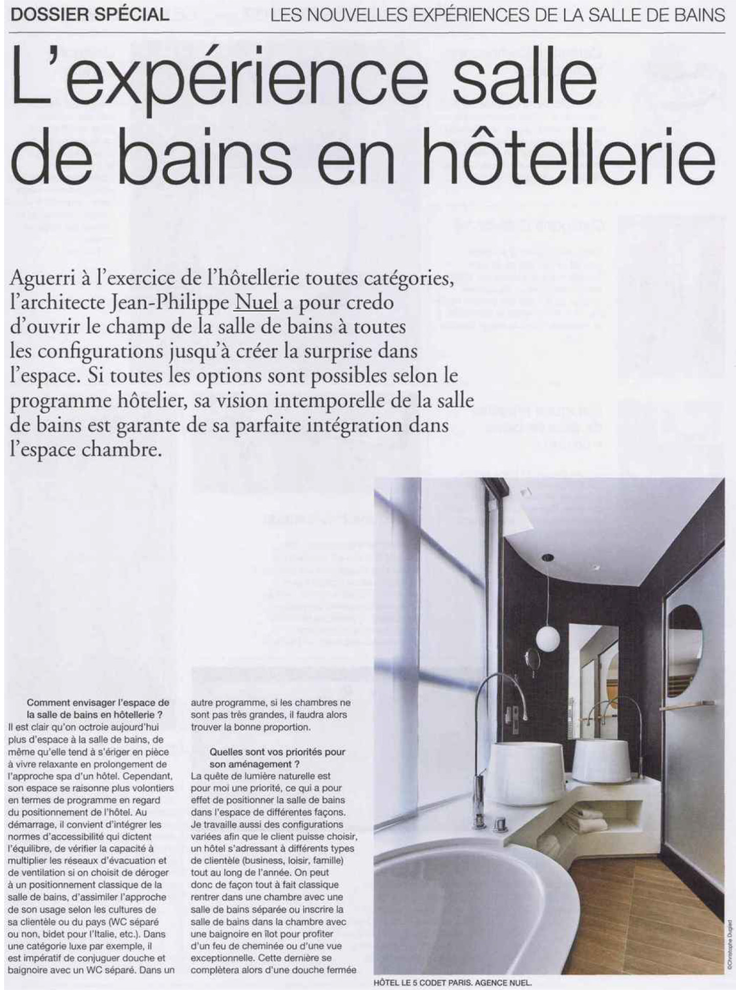 Article on the studio jean-philippe nuel in the magazine architectures cree