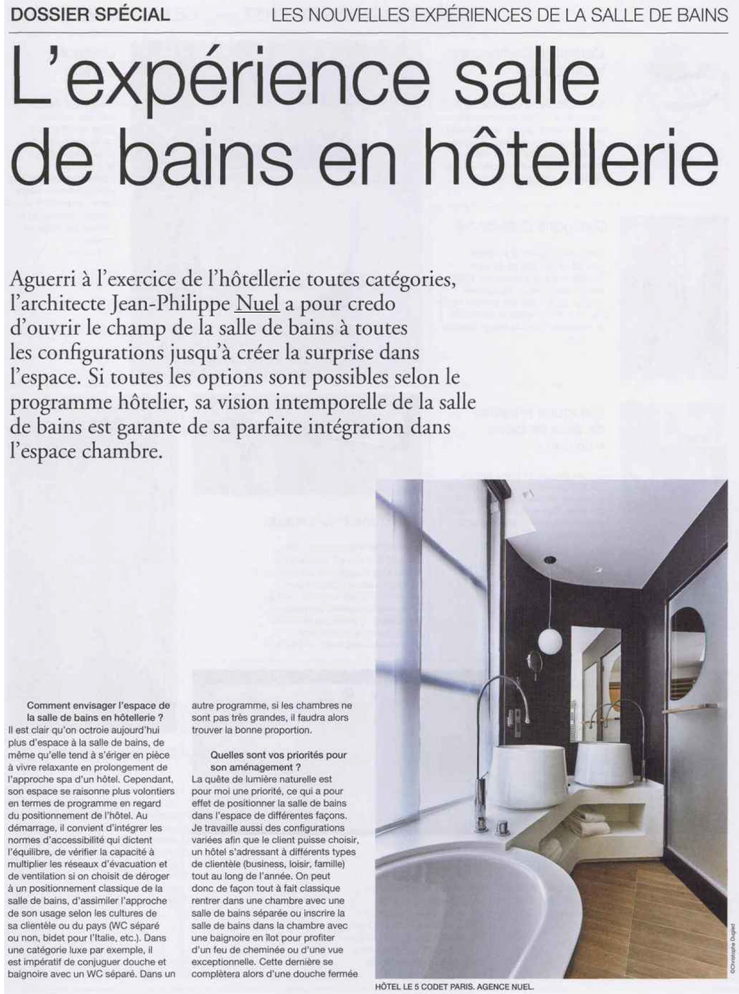 Article sur le studio jean-philippe nuel dans le magazine architectures cree