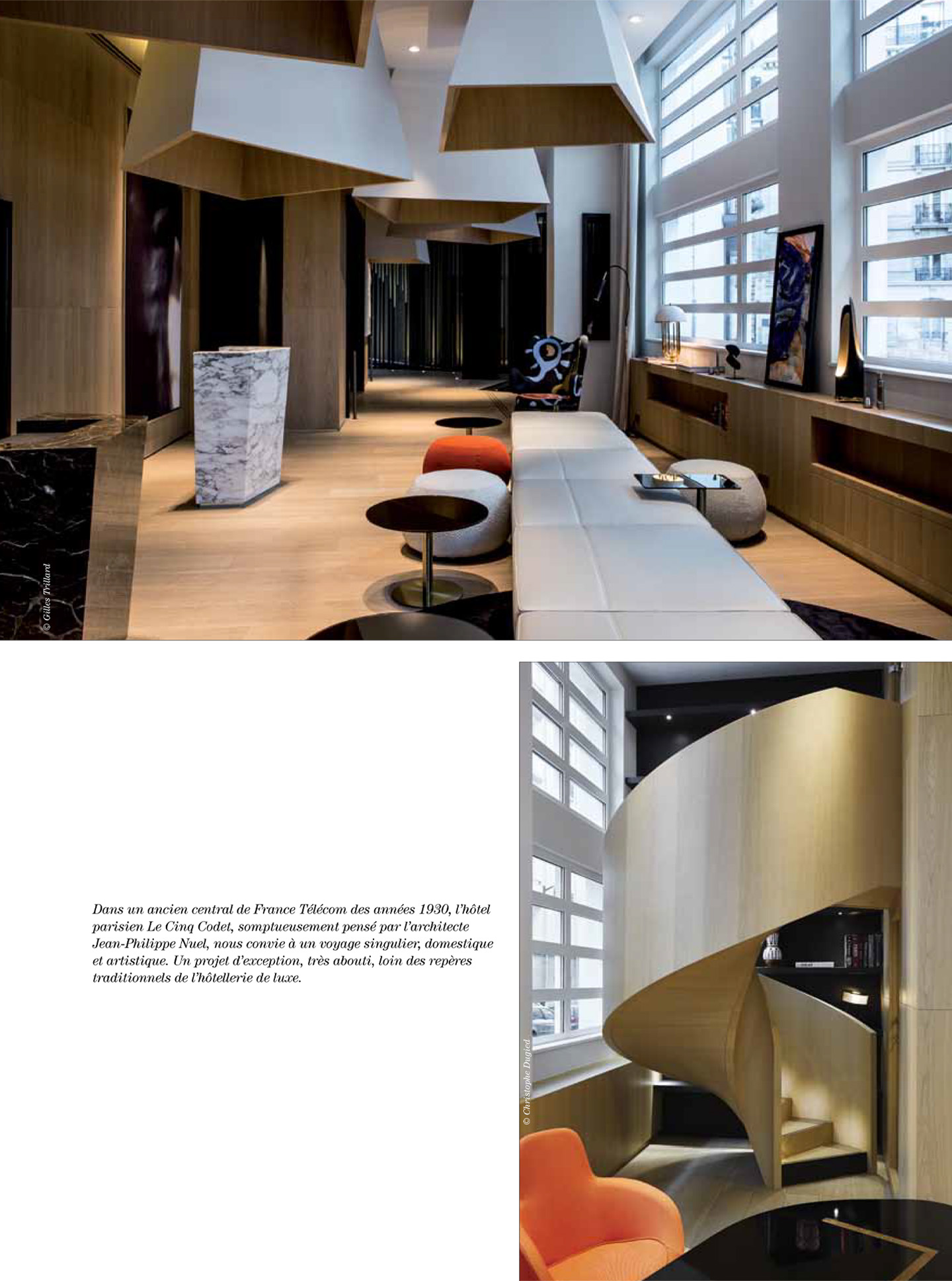 article on the five codet in artravel magazine, 5 star luxury hotel designed by the interior design studio jean-philippe nuel