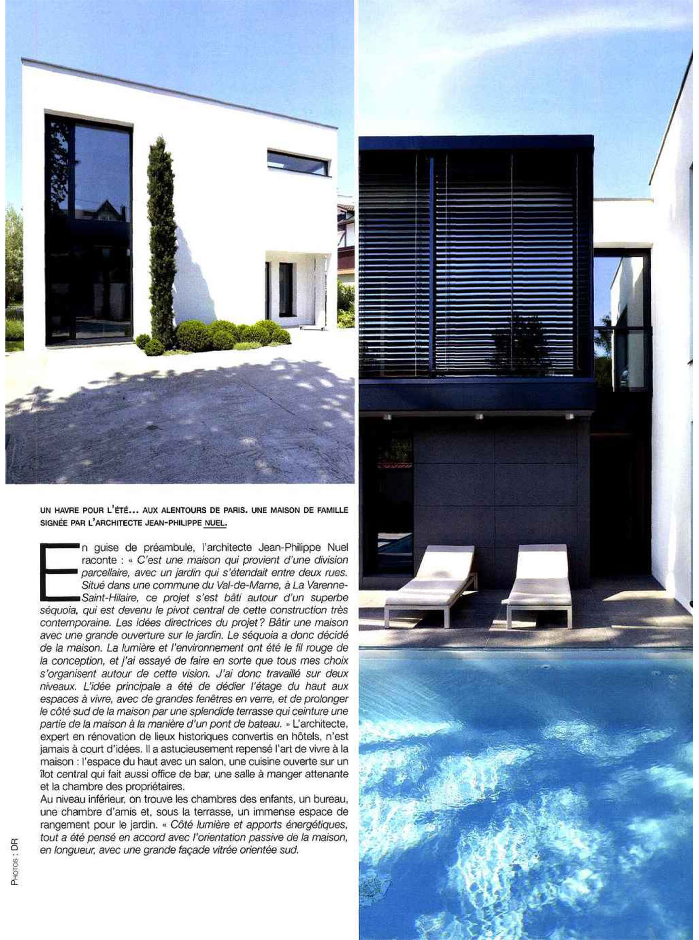 article sur la villa privée varenne réalisée par le studio d'architecture d'intérieur jean-philippe nuel dans le magazine belles demeures