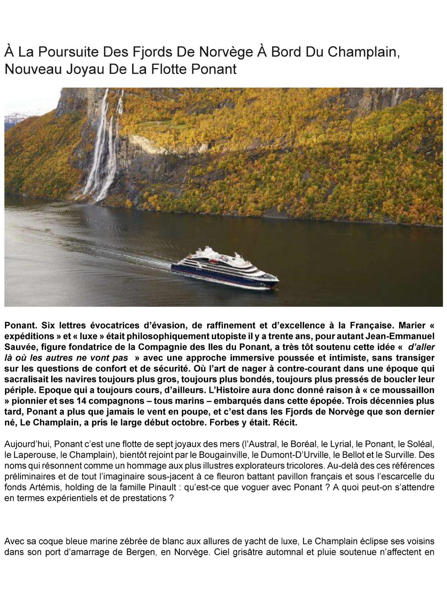 article sur le champlain des ponant explorers réalisés par le studio d'architecture d'intérieur jean-philippe nuel, bateau de croisière de luxe