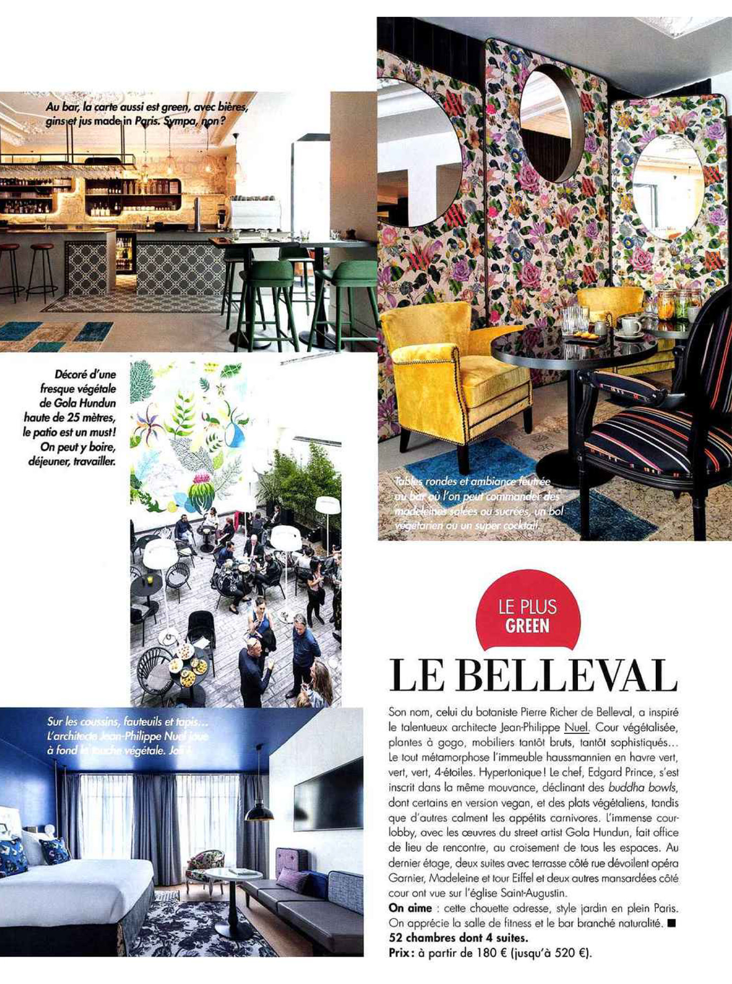 Article sur le belleval réalisé par le studio jean-Philippe Nuel dans le magazine hotel & lodge, nouvel hotel lifestyle, architecture d'intérieur de luxe, paris centre, hotel 4 étoiles français