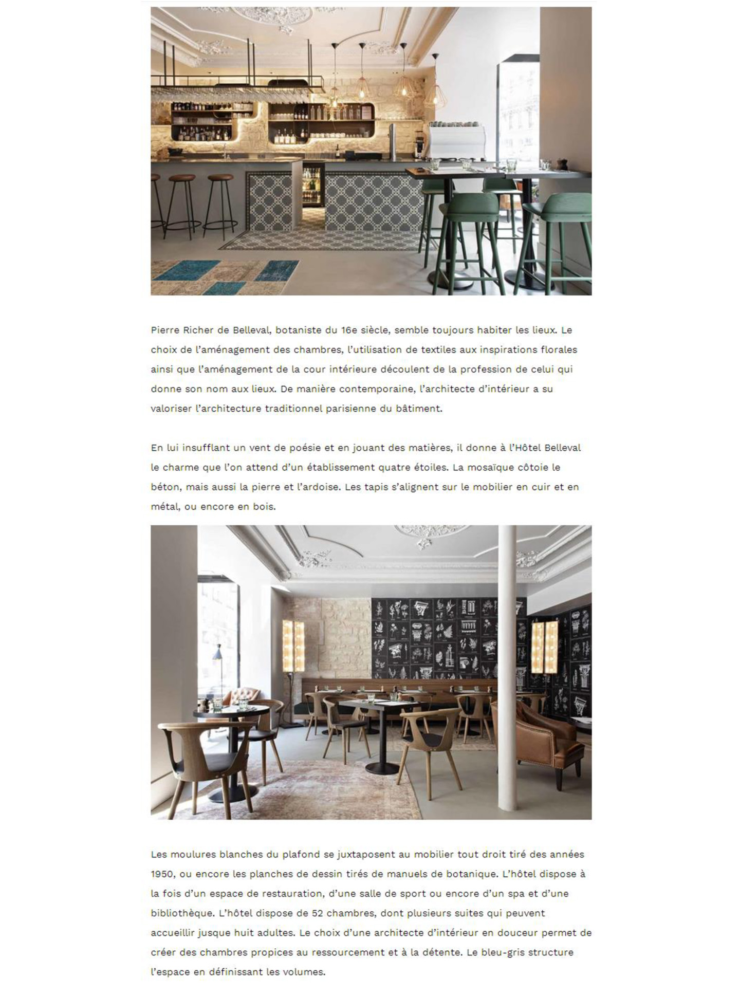 Article sur Le Belleval réalisé par le studio jean-Philippe Nuel dans le magazine Intramuros, nouvel hotel de luxe, lifestyle, architecture d'intérieur de luxe, hotel parisien