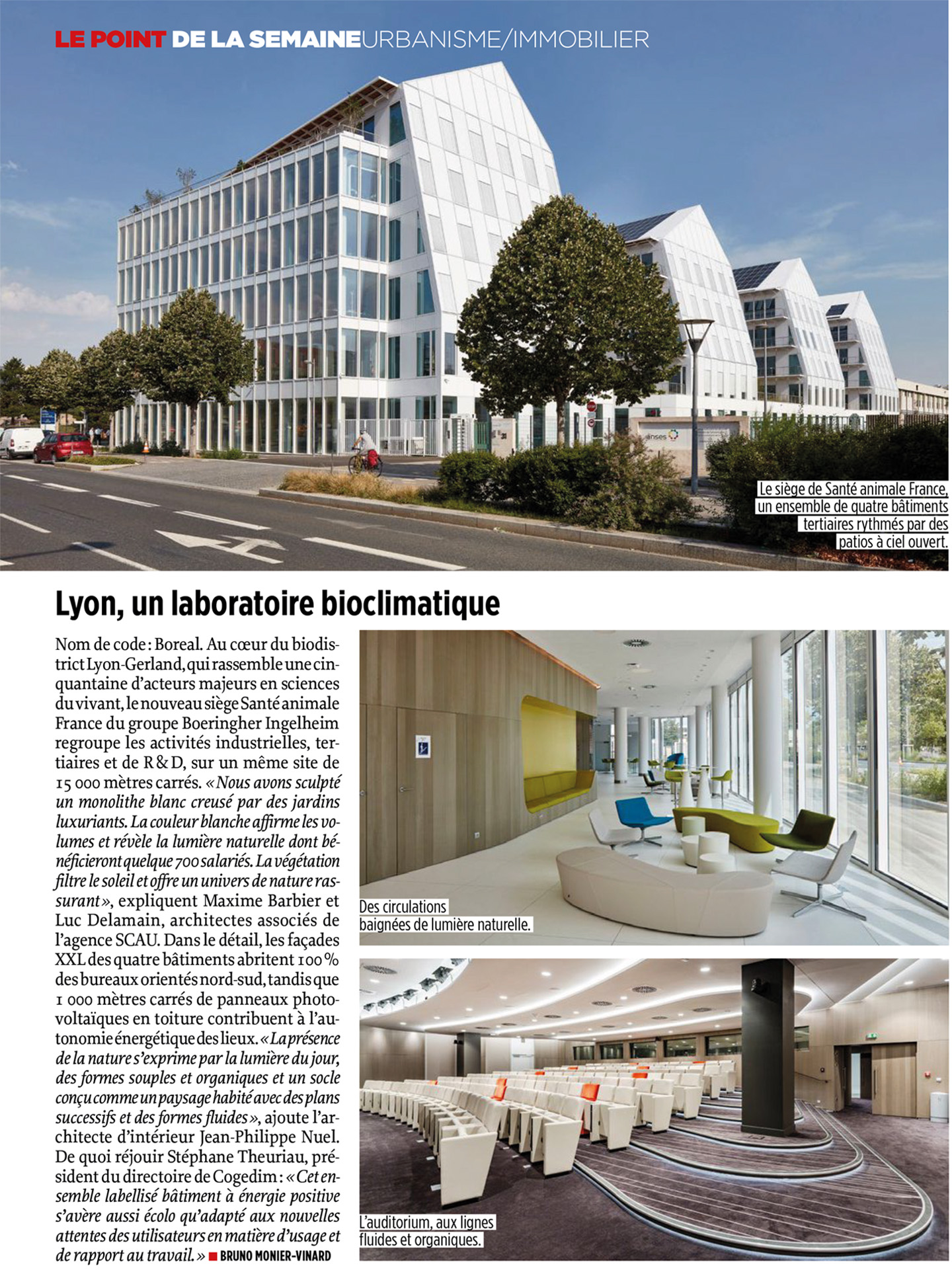 article on the boréal building in Lyon by the studio jean-philippe nuel in the magazine le point