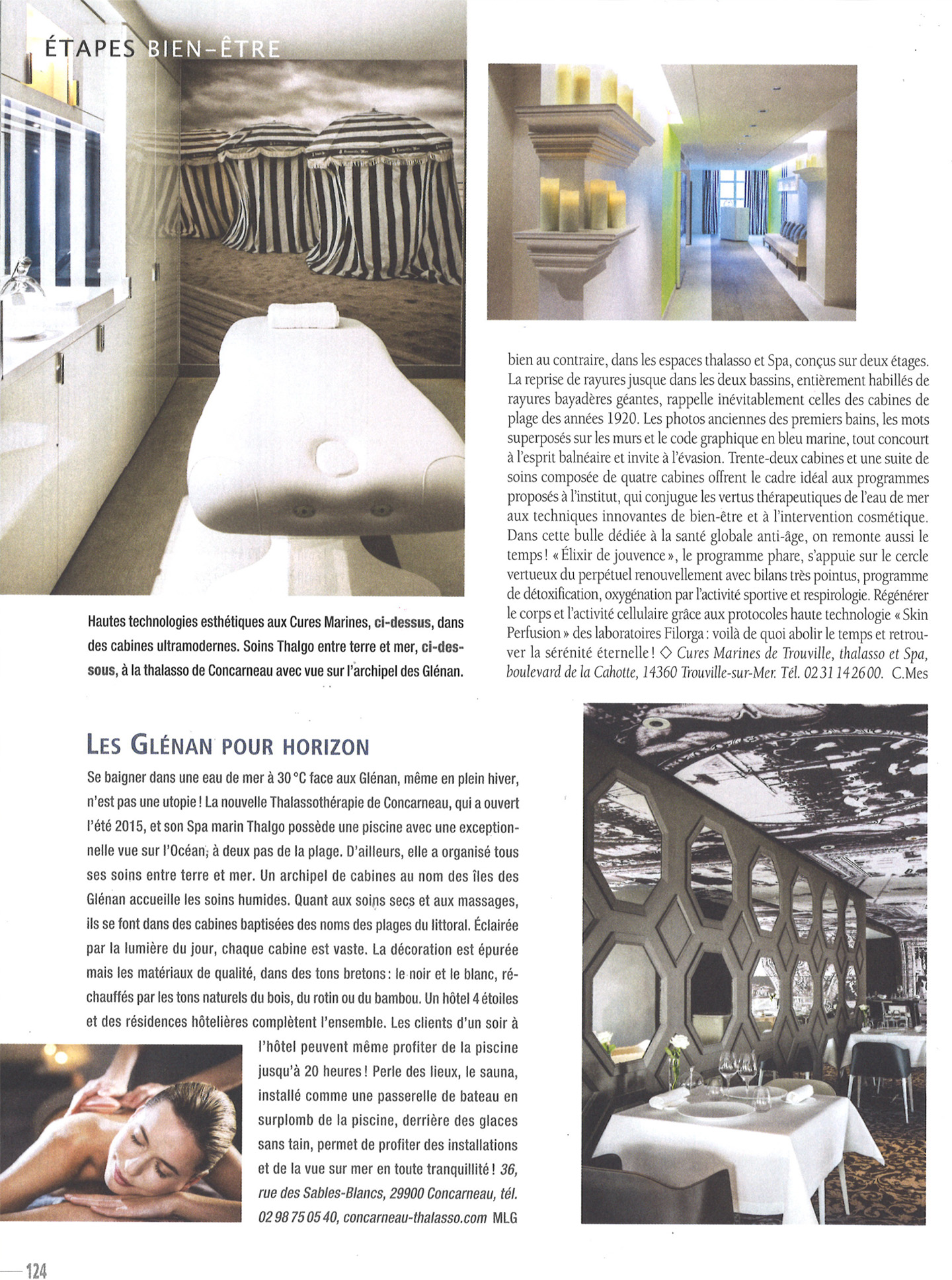 article on the cures marines de trouville, 5 star hotel and spa by the interior design studio jean-philippe nuel, in the magazine maisons cote ouest