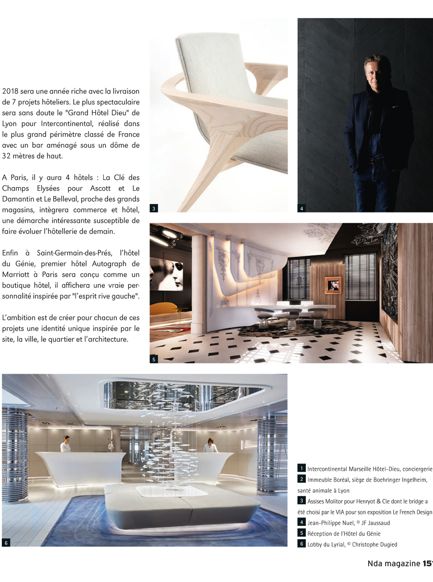 article on the studio jean-philippe nuel in the magazine nda and its achievements in interior architecture and luxury design