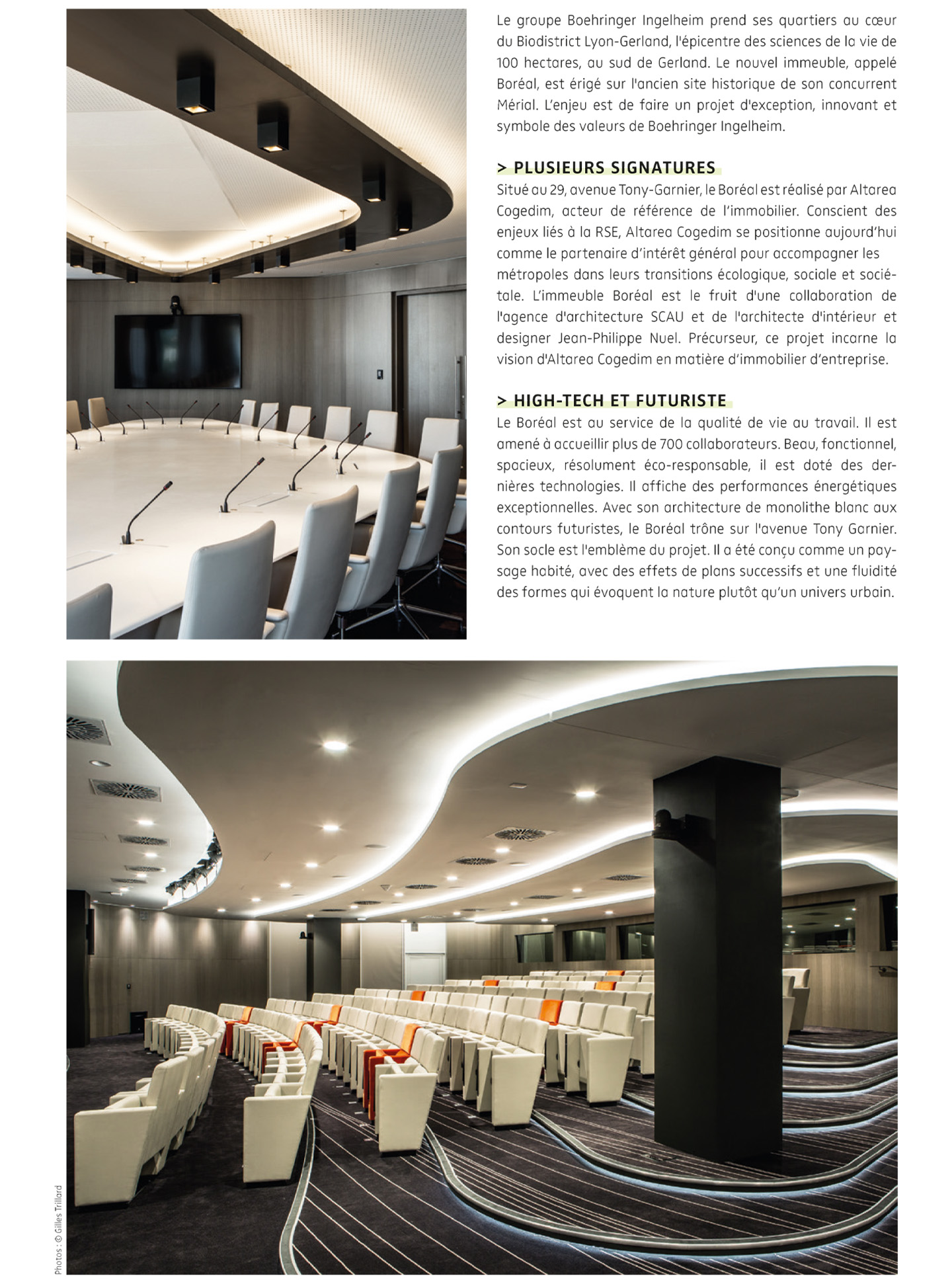 Article on the Boréal building in Lyon designed by the interior design studio Jean-Philippe Nuel, eco-responsible office building, head office, interior design